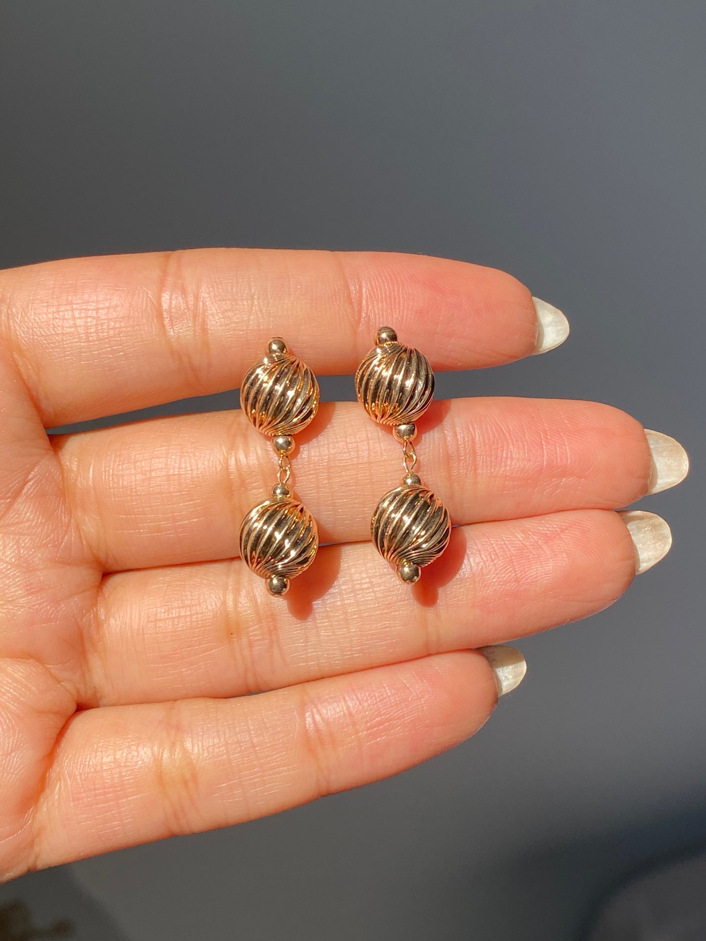 14k Sphere ball drop earrings