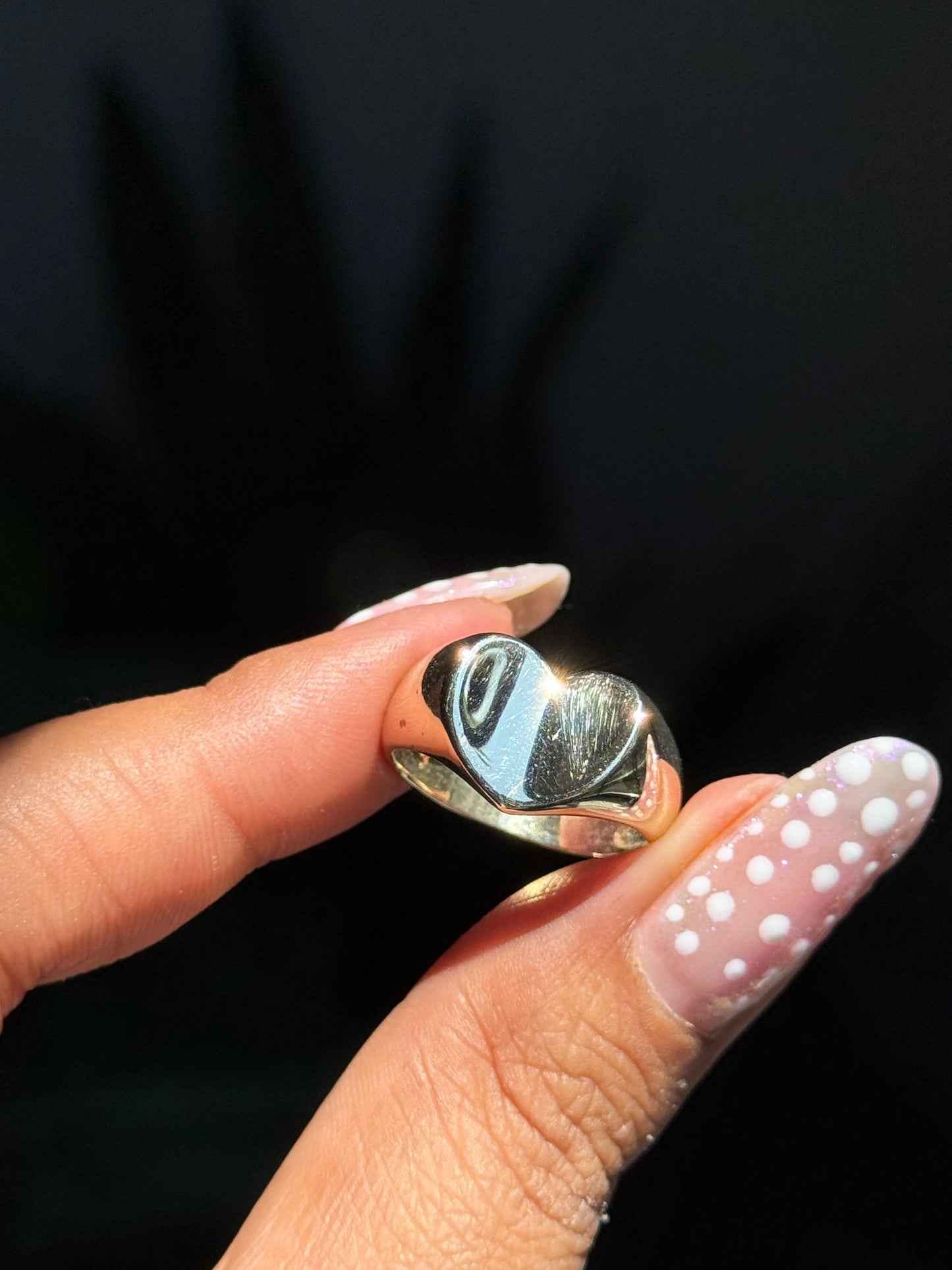 14k Heart Signet Ring
