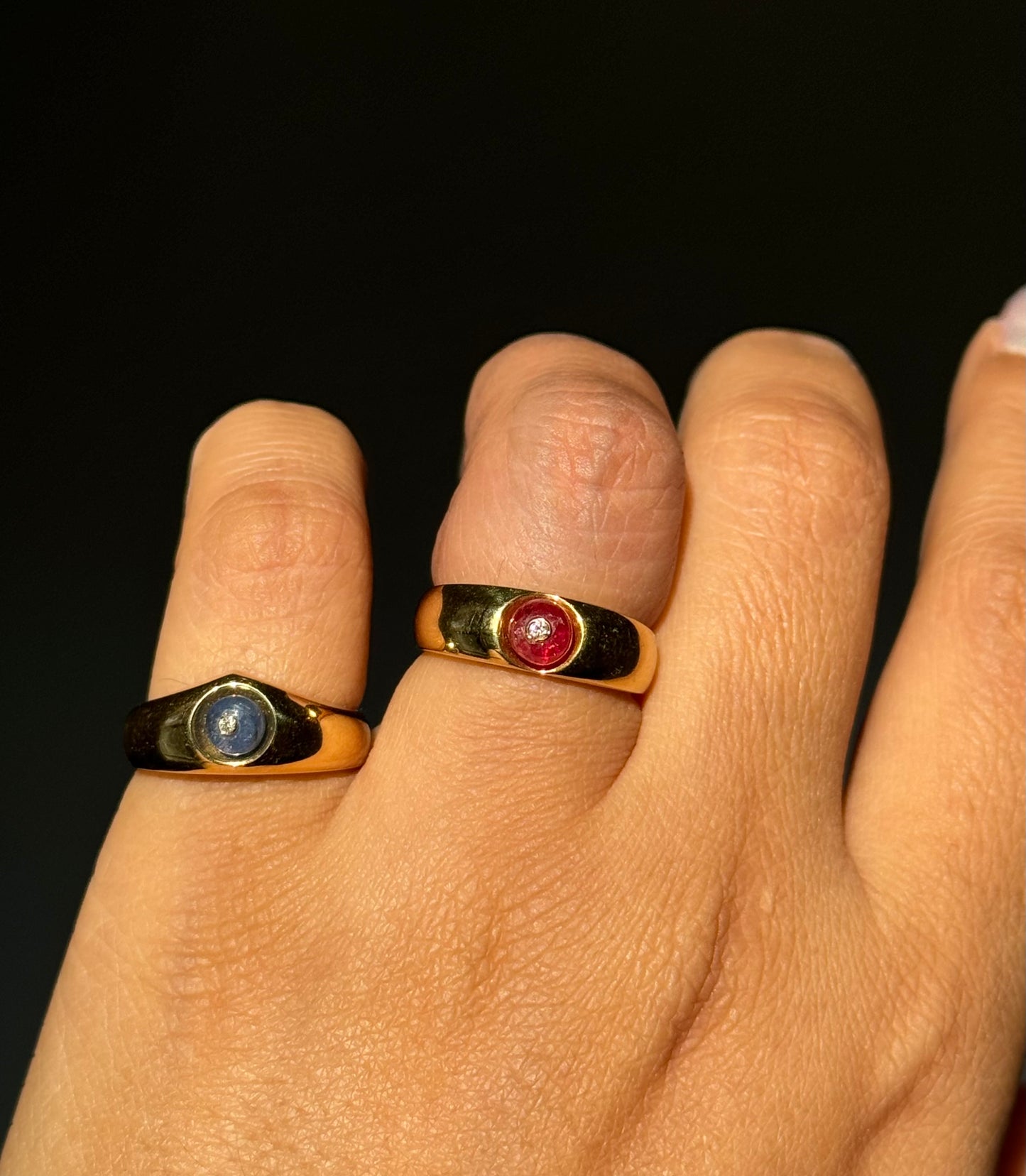 18k cabochon ruby and diamond ring