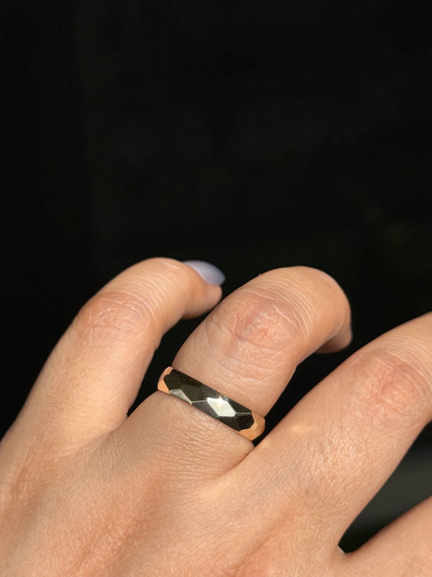 14k faceted geometric eternity band