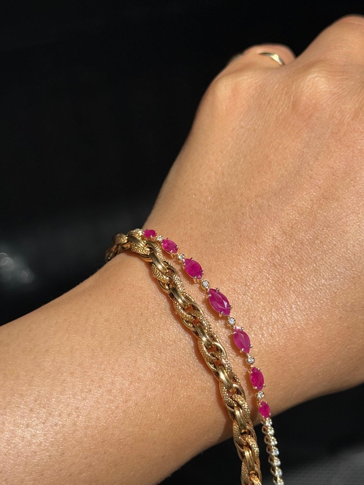 14k Rubies & diamonds tennis bracelet