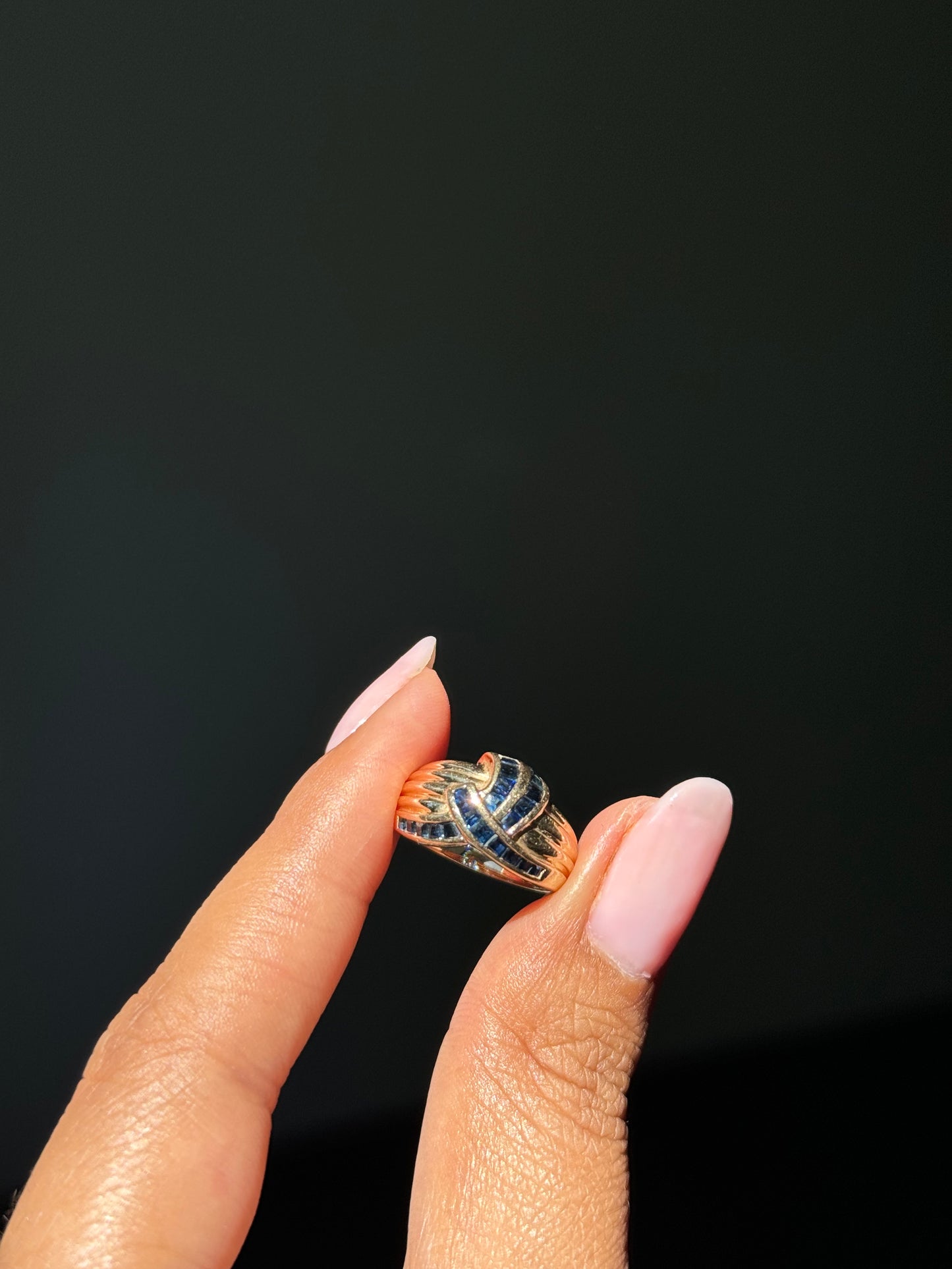 14k Princes cut sapphire ring