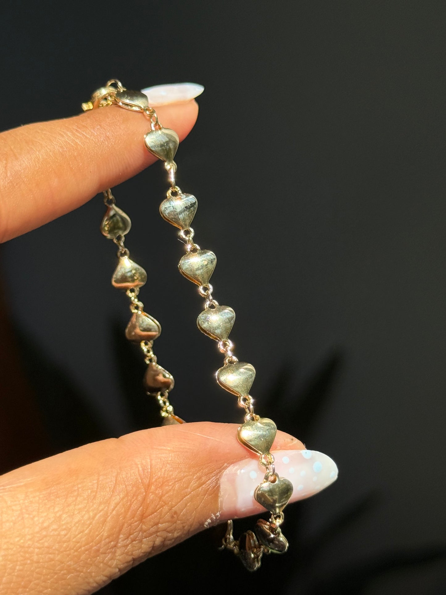 14k double sided heart bracelet