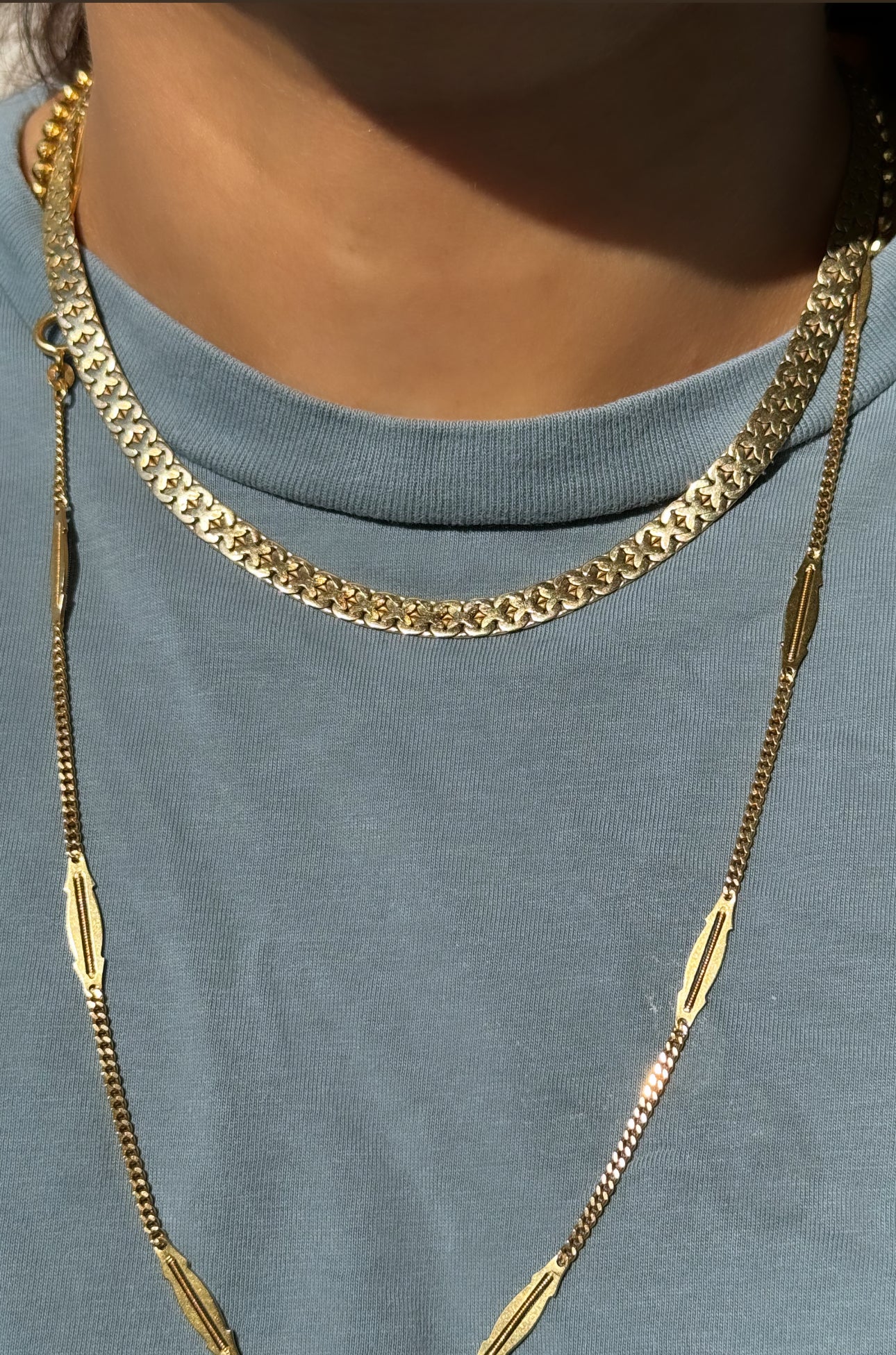14k Solid double flat biker chain