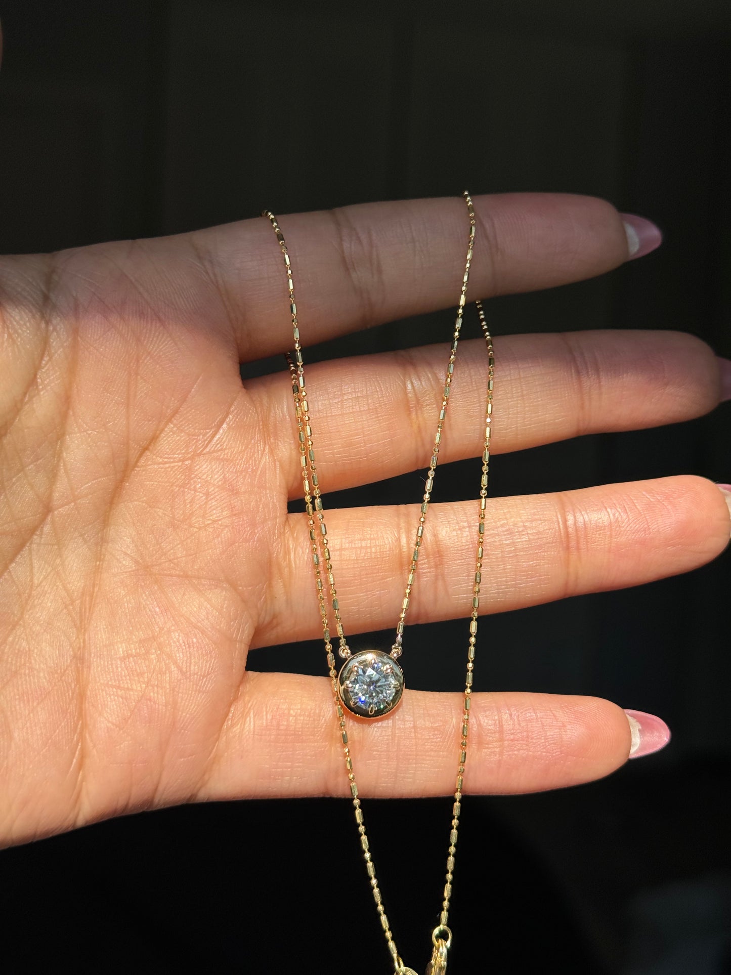 14k kenz Custom Moissanite Glowy solitaire necklace