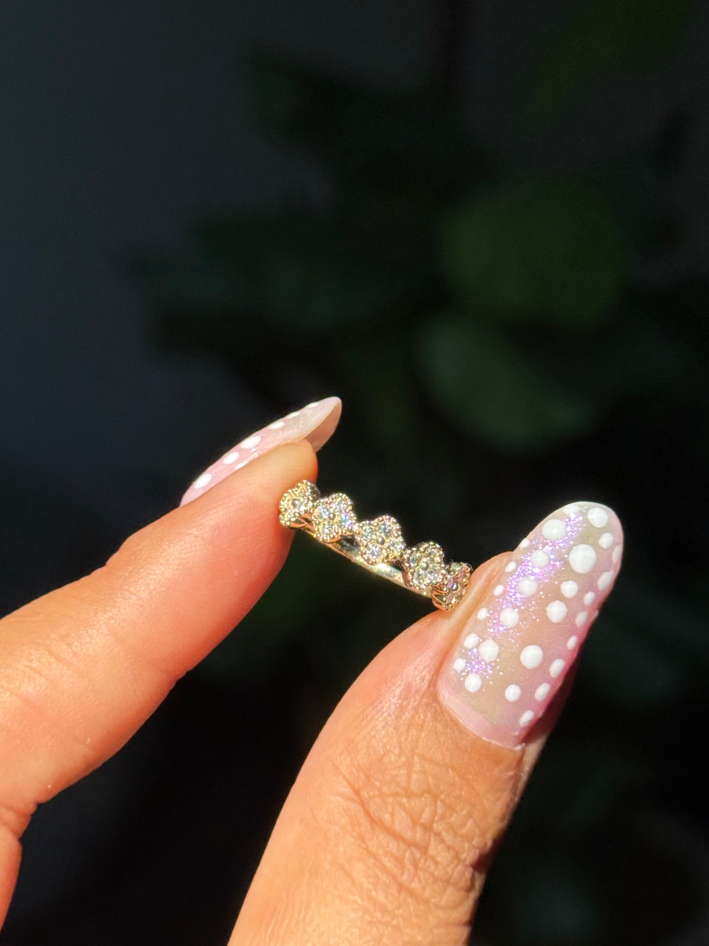 14k diamond clover half eternity band