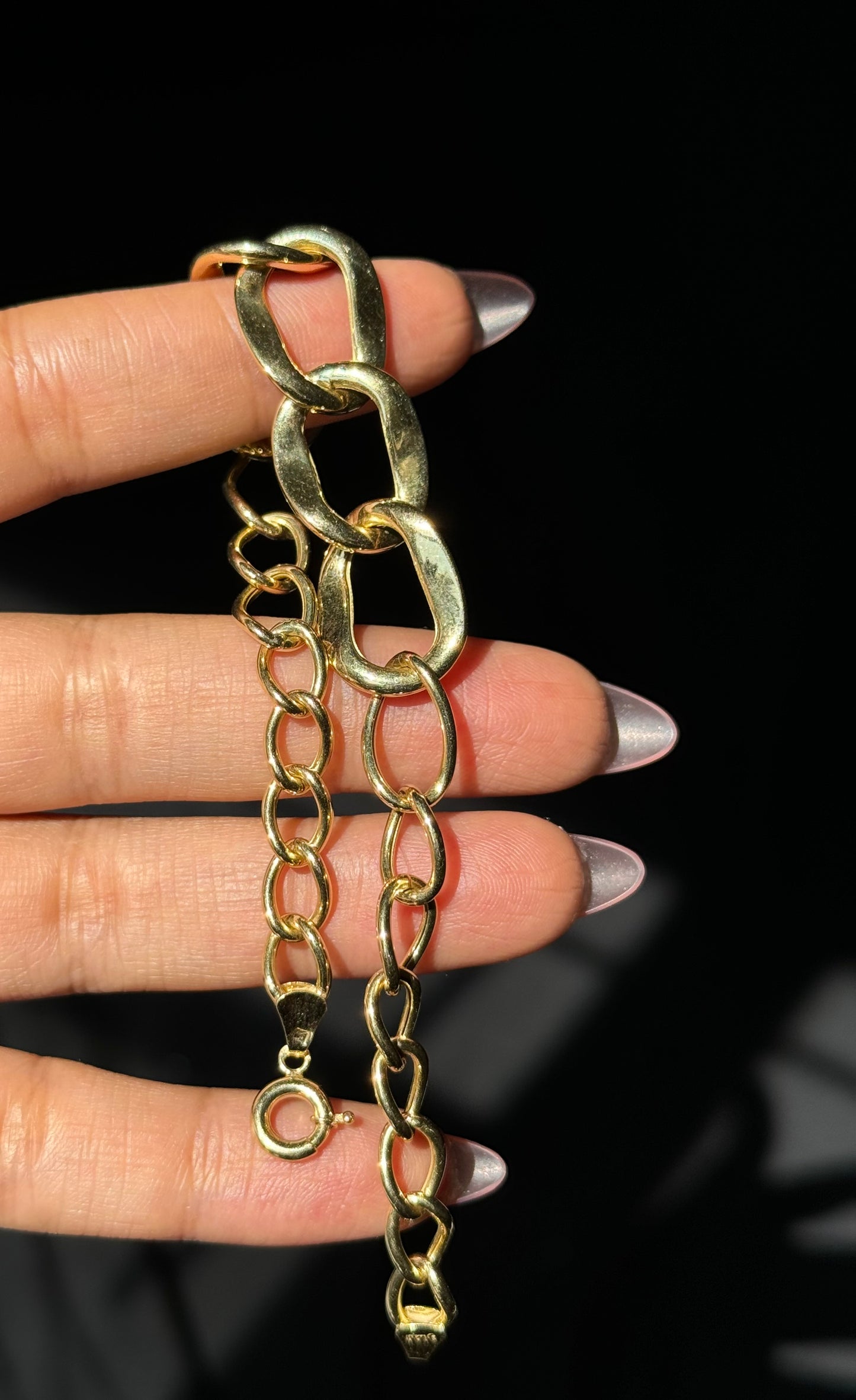 18k wide open /Cuban
link bracelet