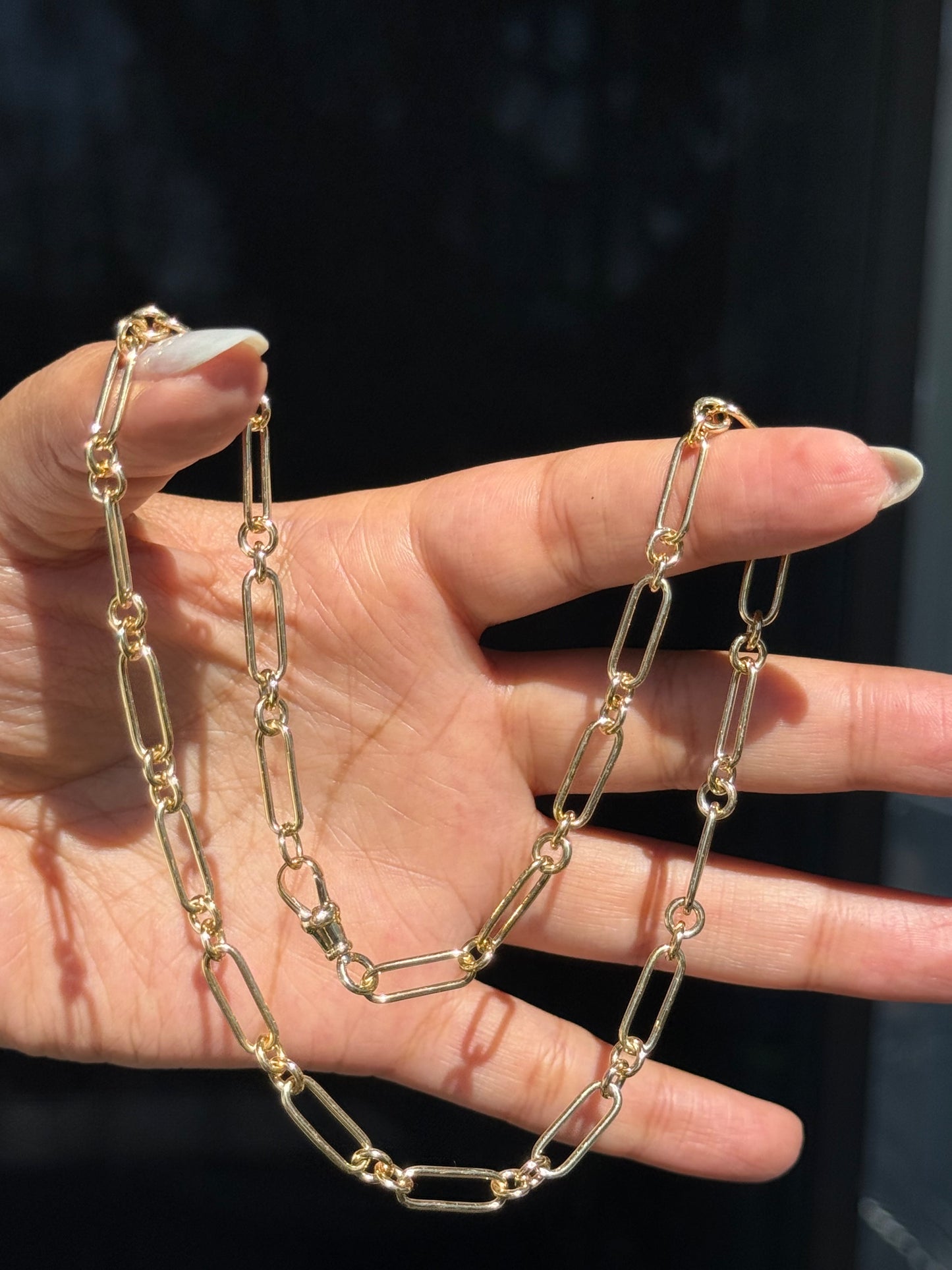 Vintage 14k yellow gold Trombone Watch chain