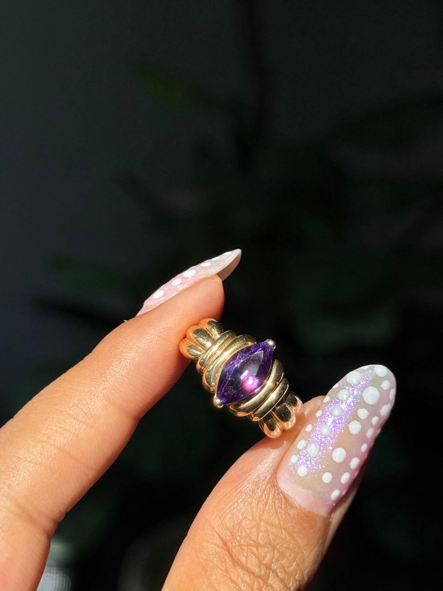 Vintage 14k Marquiseamethyst ring