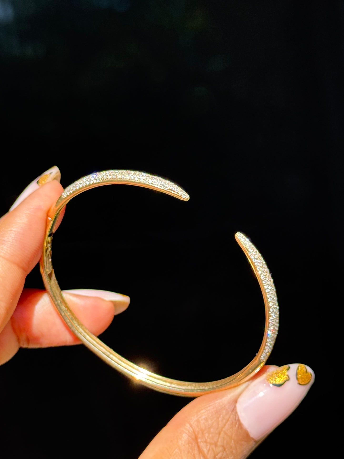 14k Diamond Claw cuff bracelet