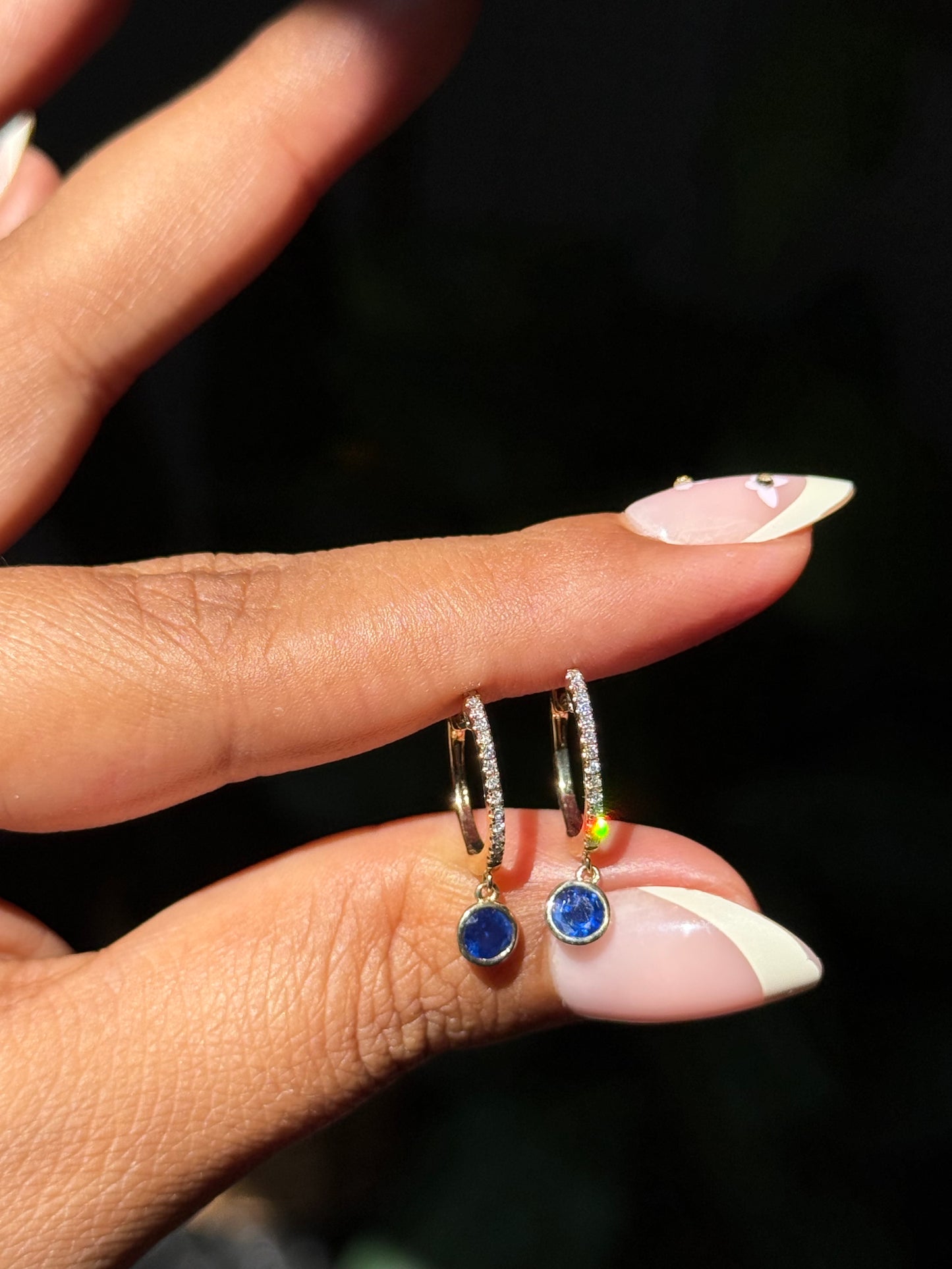 14k diamond and sapphire Huggies BY E F F Y 💙