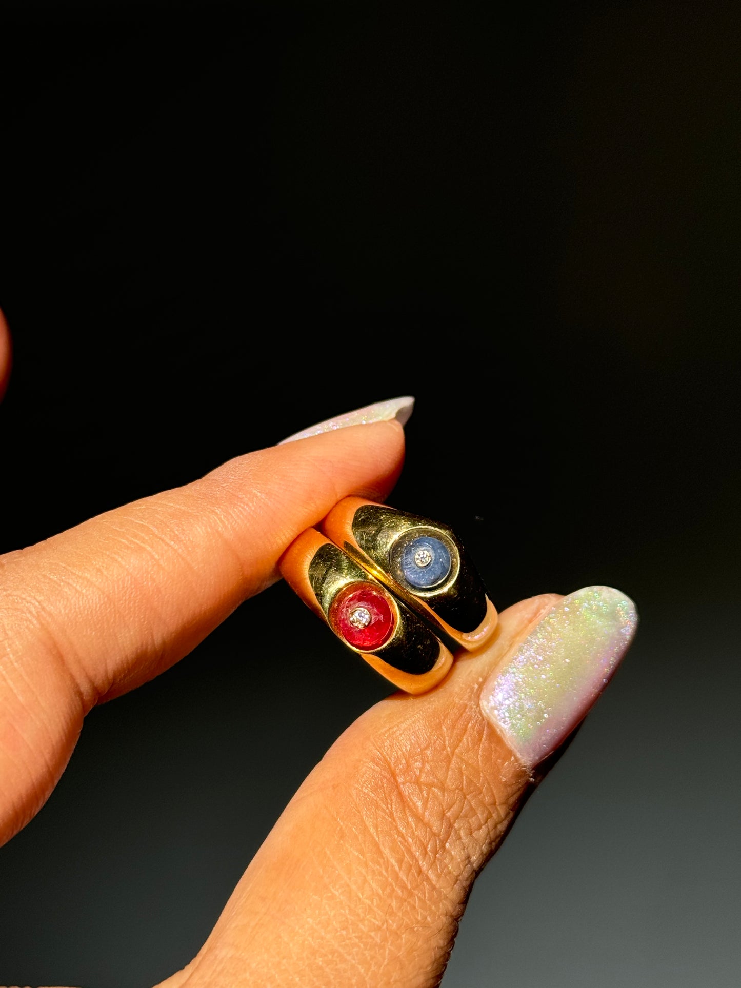 18k cabochon sapphire and diamond ring