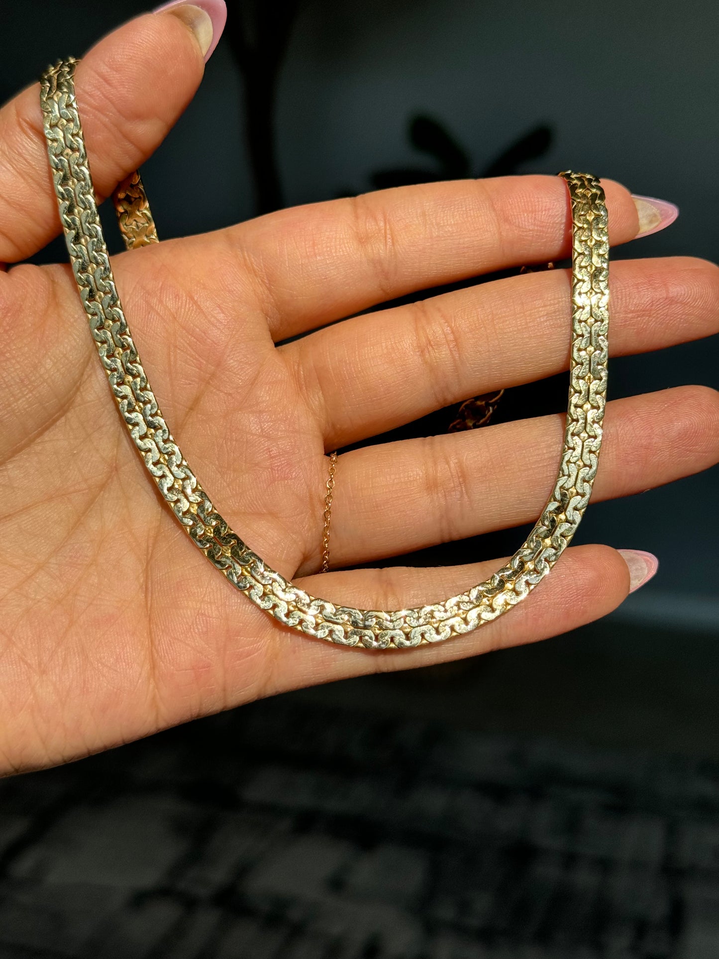 14k Solid double flat biker chain