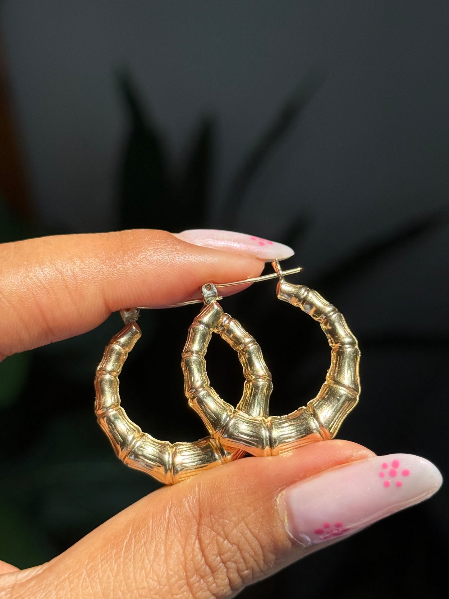 14k Bamboo Hoop earrings