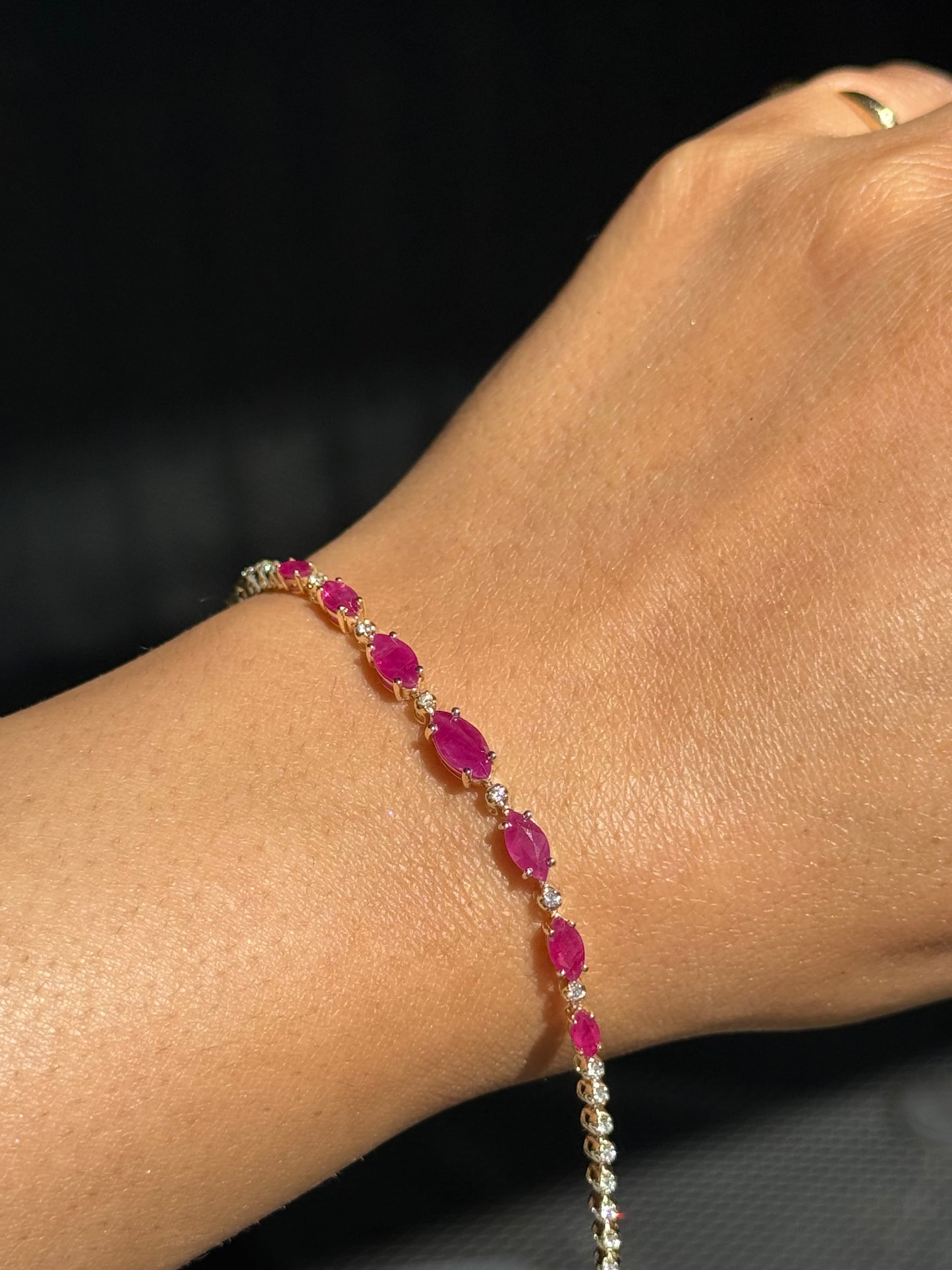 14k Rubies & diamonds tennis bracelet
