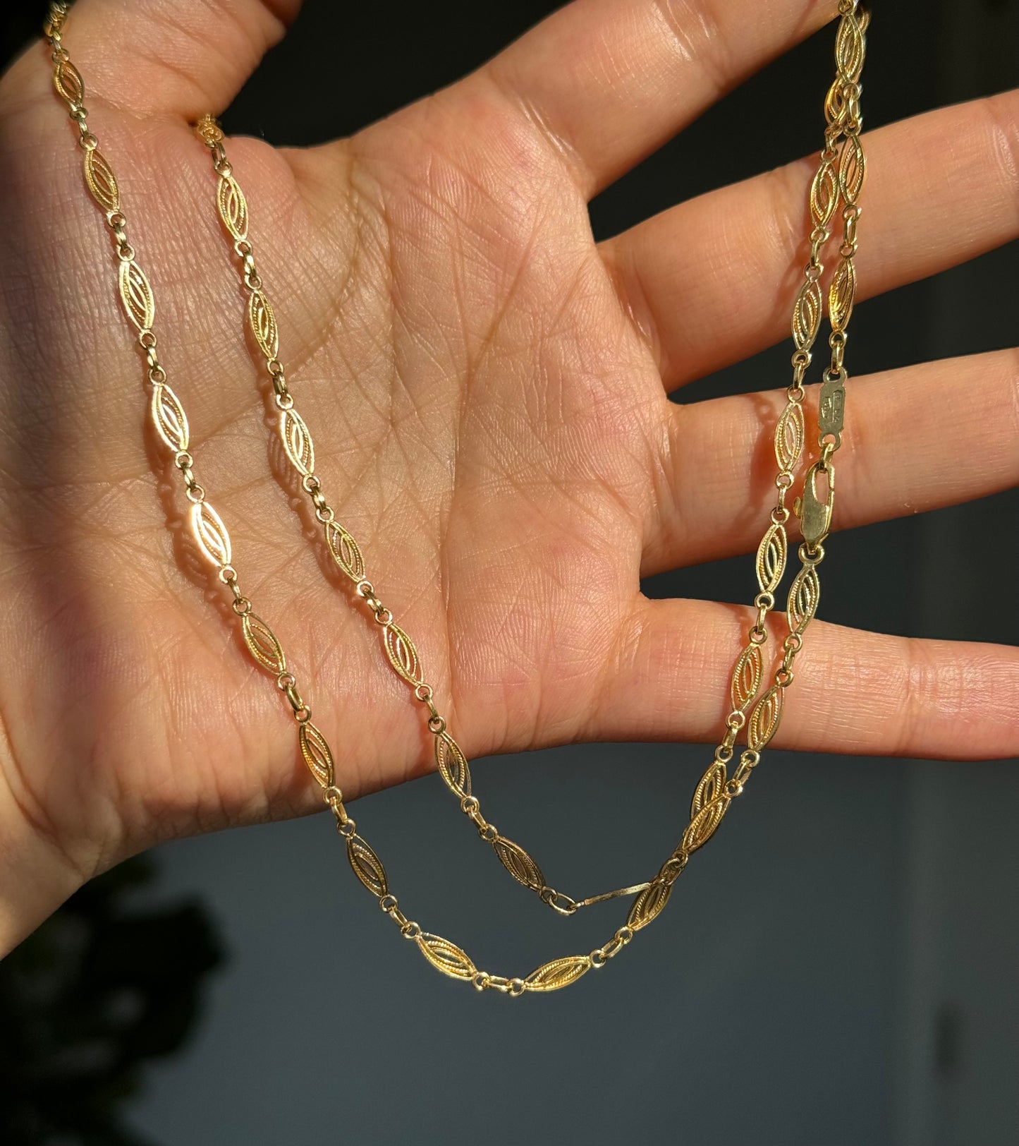 18k vintage filigree chain
