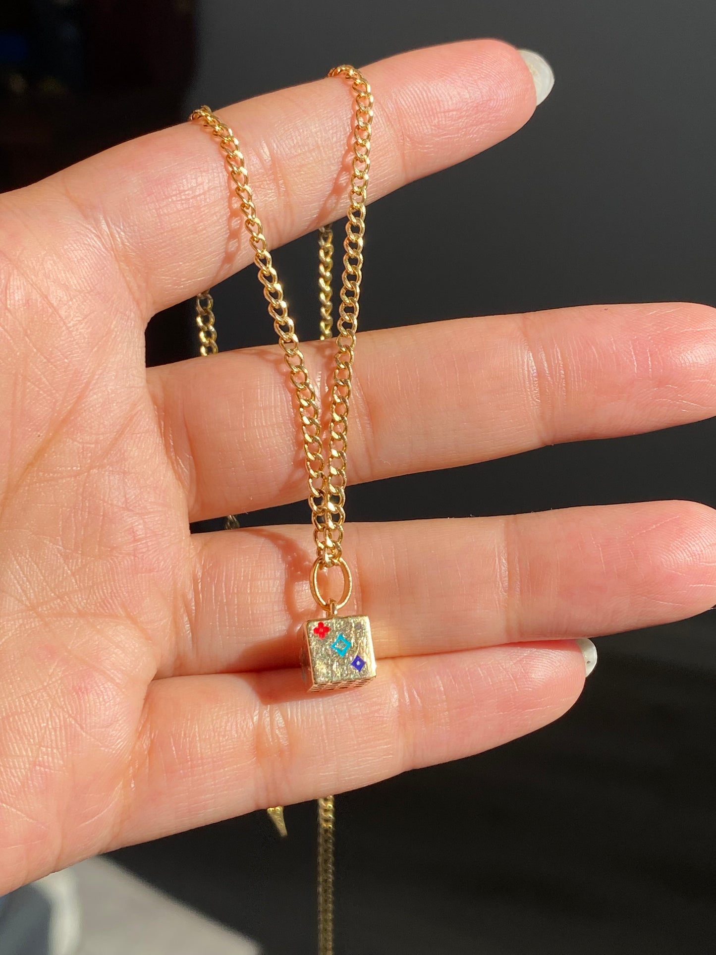 18kt enamel lucky dice charm