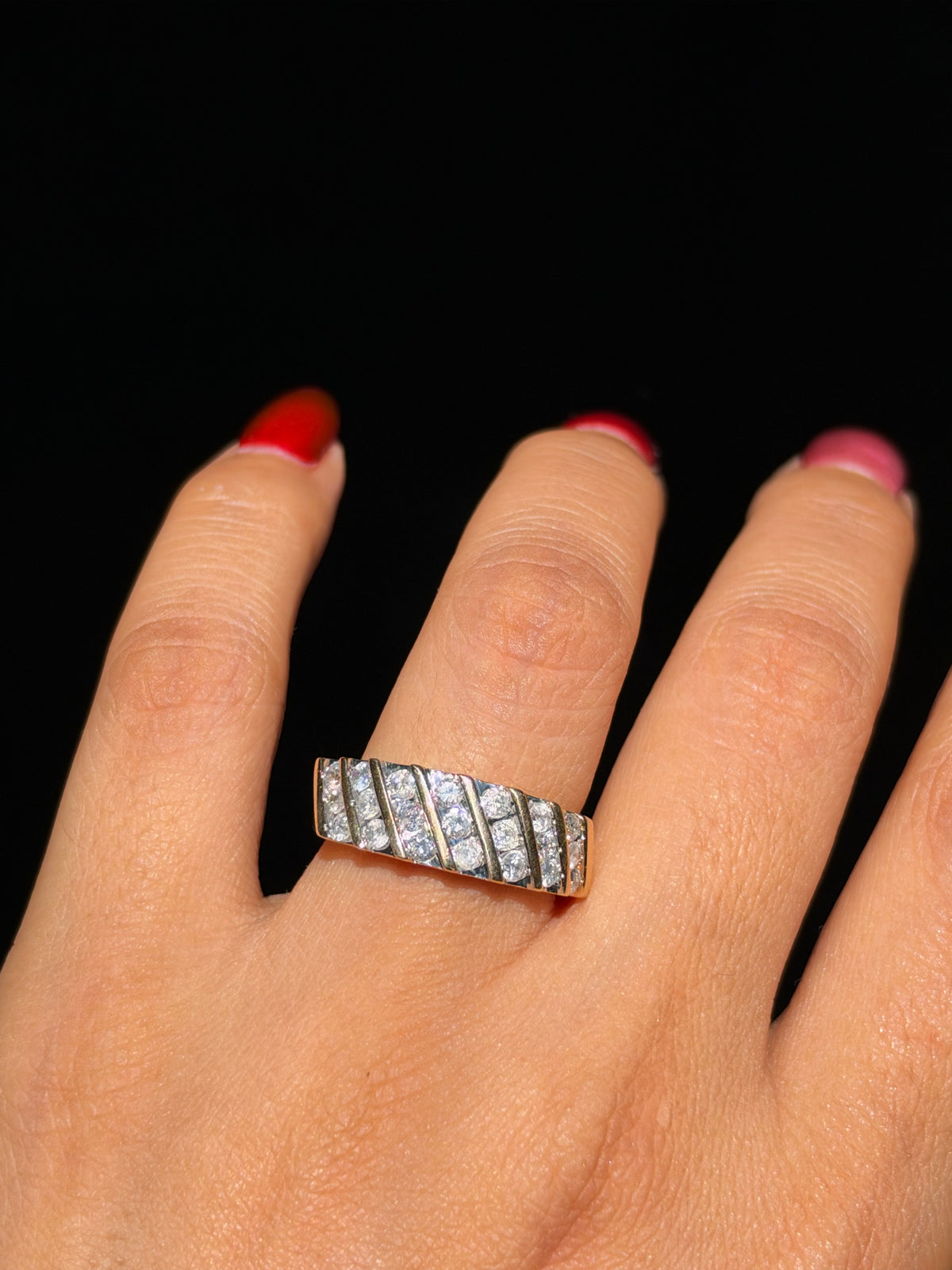 14k channel set diamond band