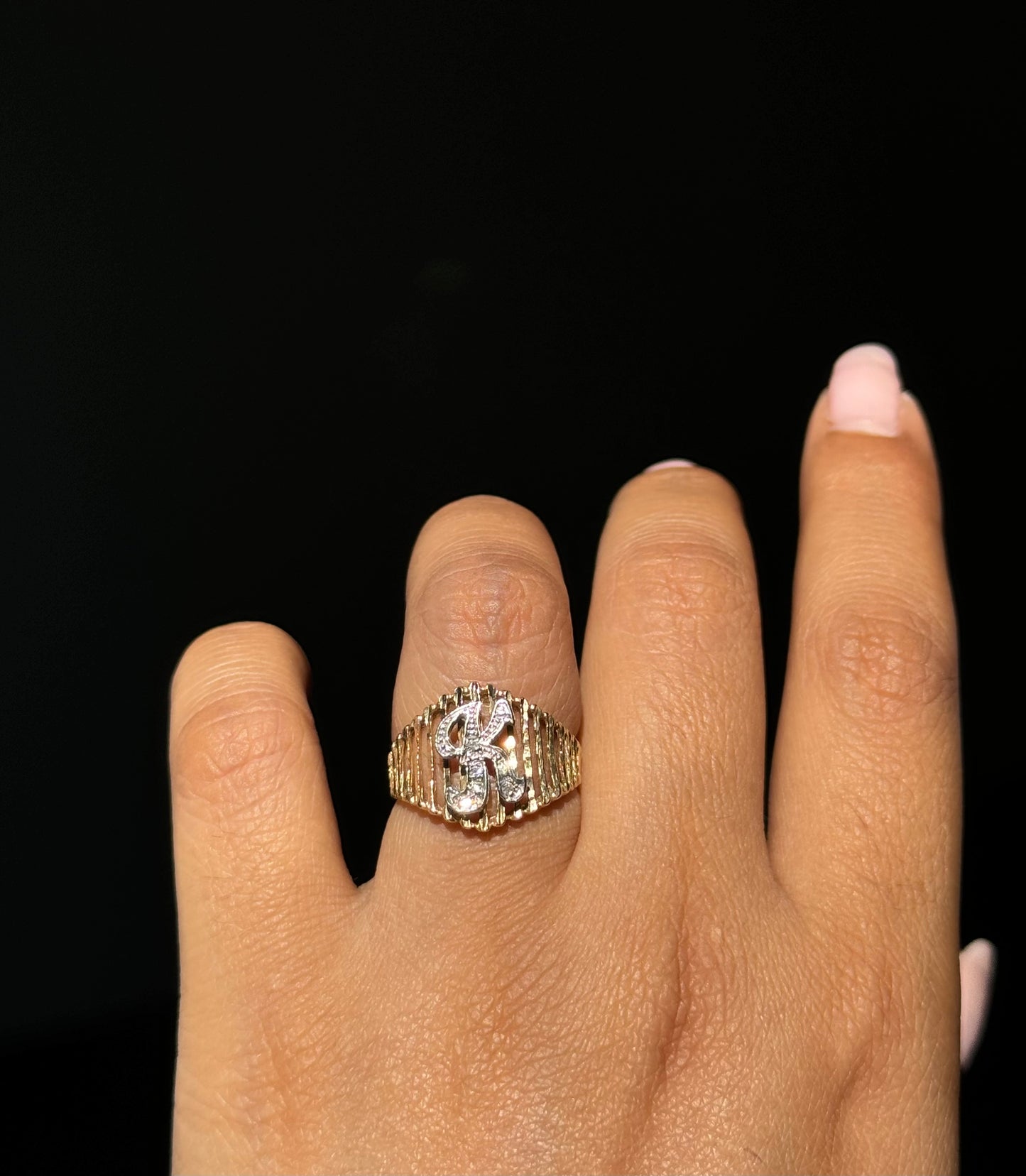 14k Vintage K initial Ring