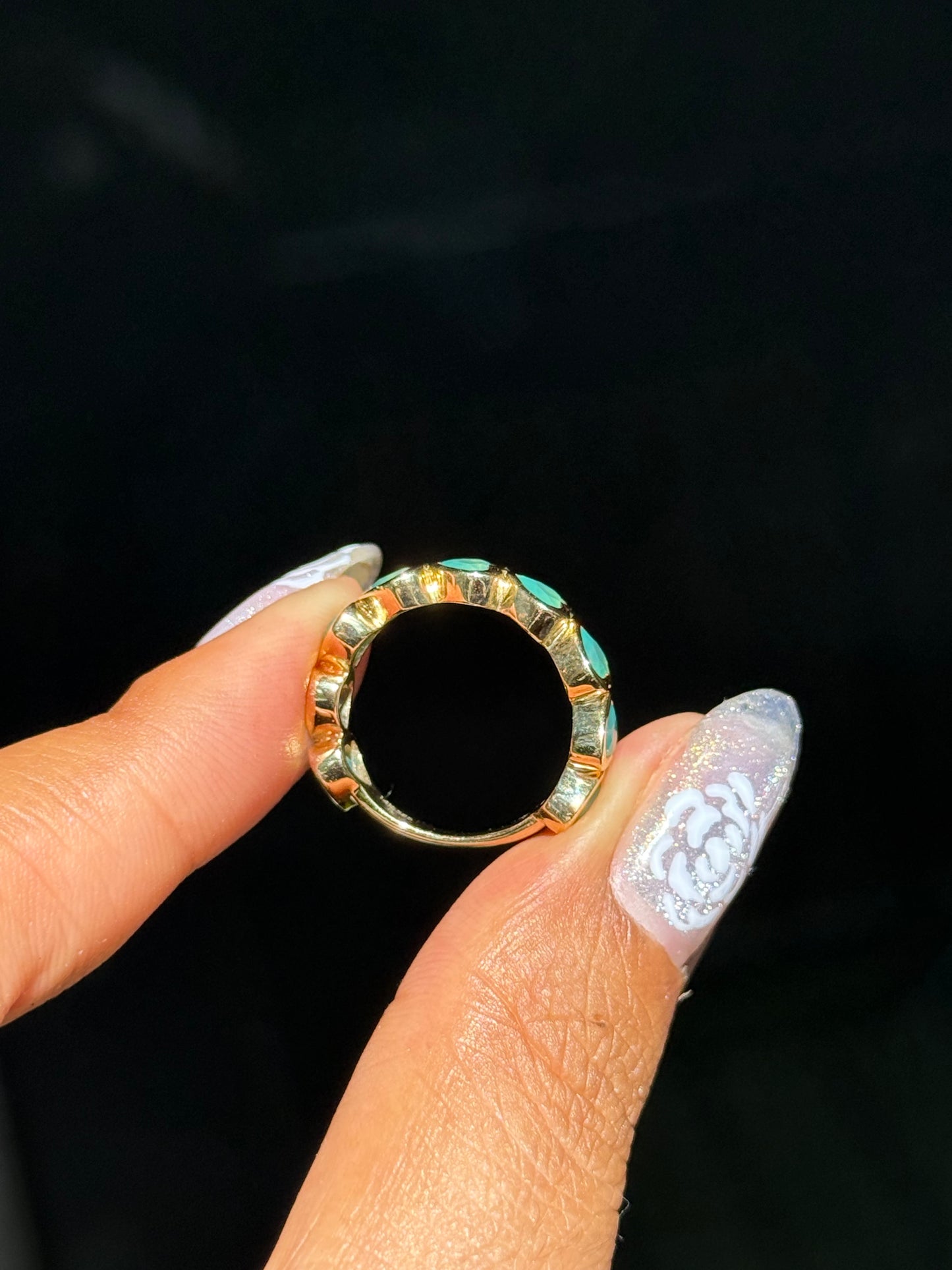 14k Green Agate Heart Ring