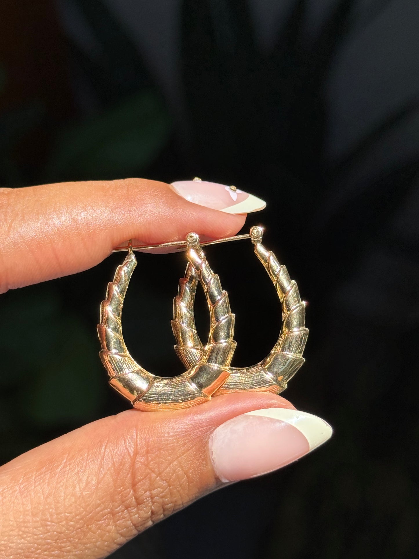 Vintage 14k oval hoop earrings