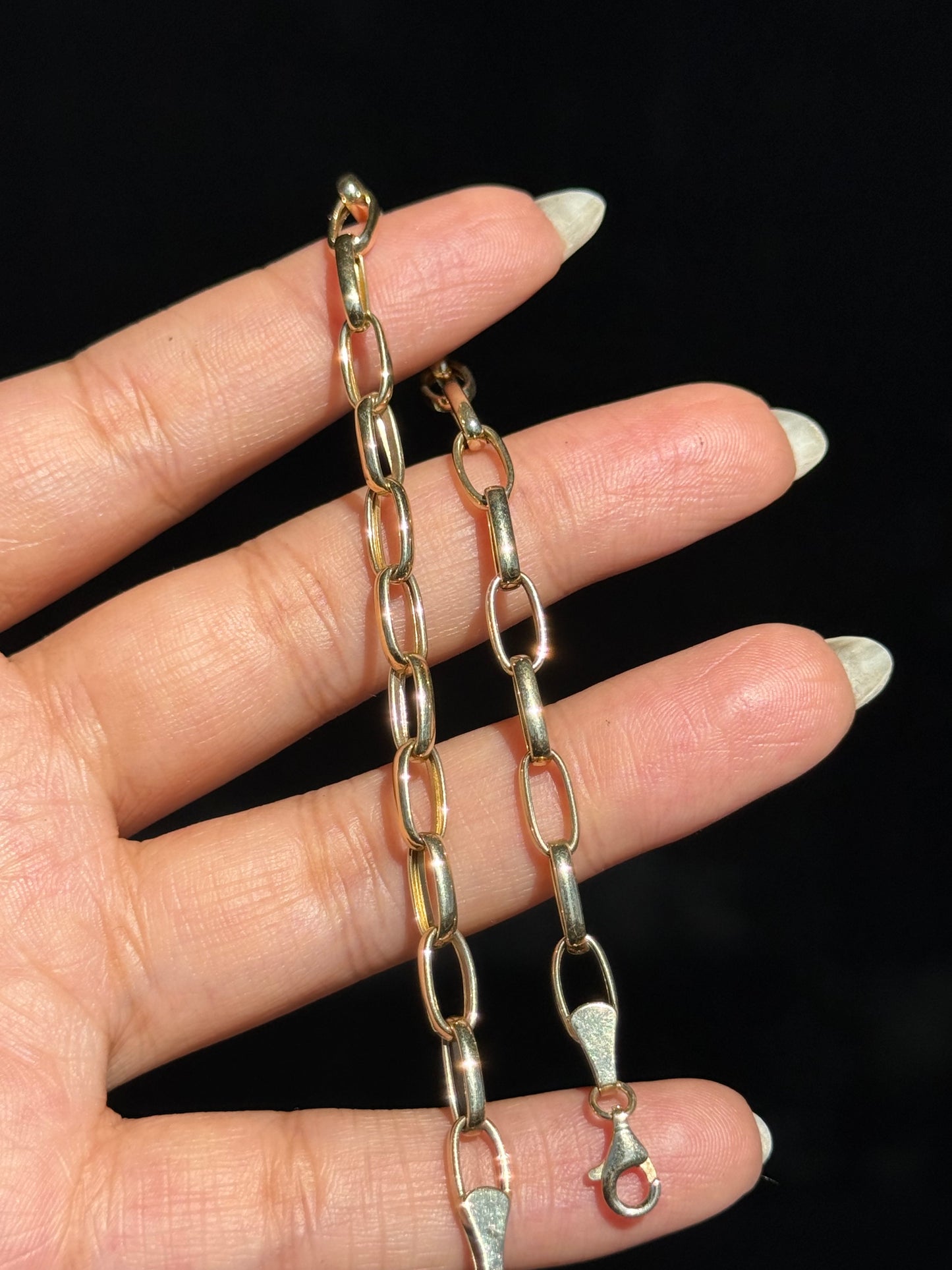 14k open oval link bracelet