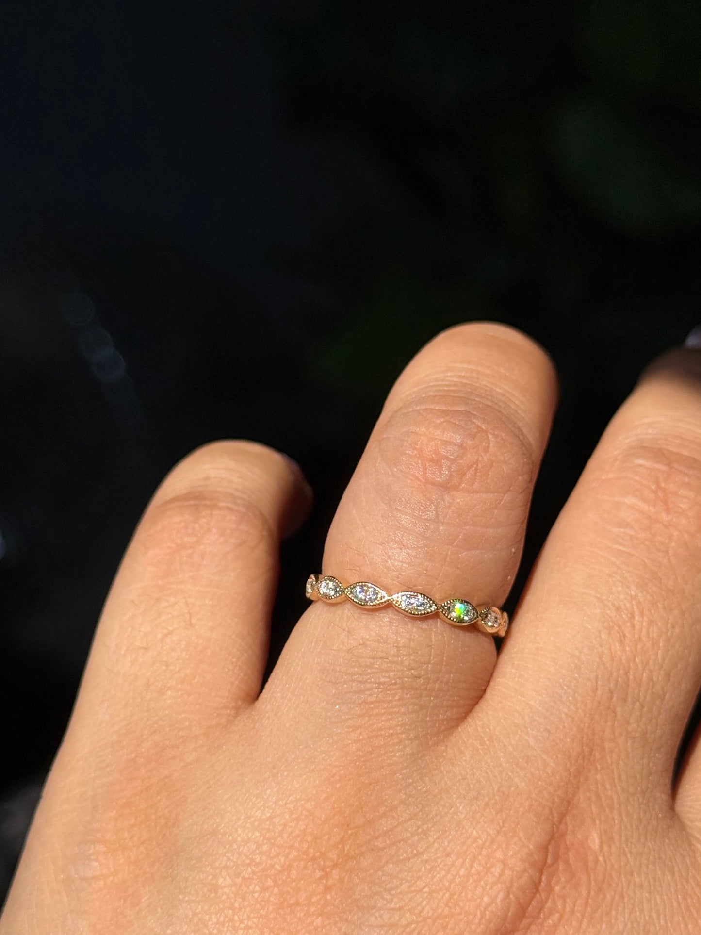 14k diamond scalloped eternity band,