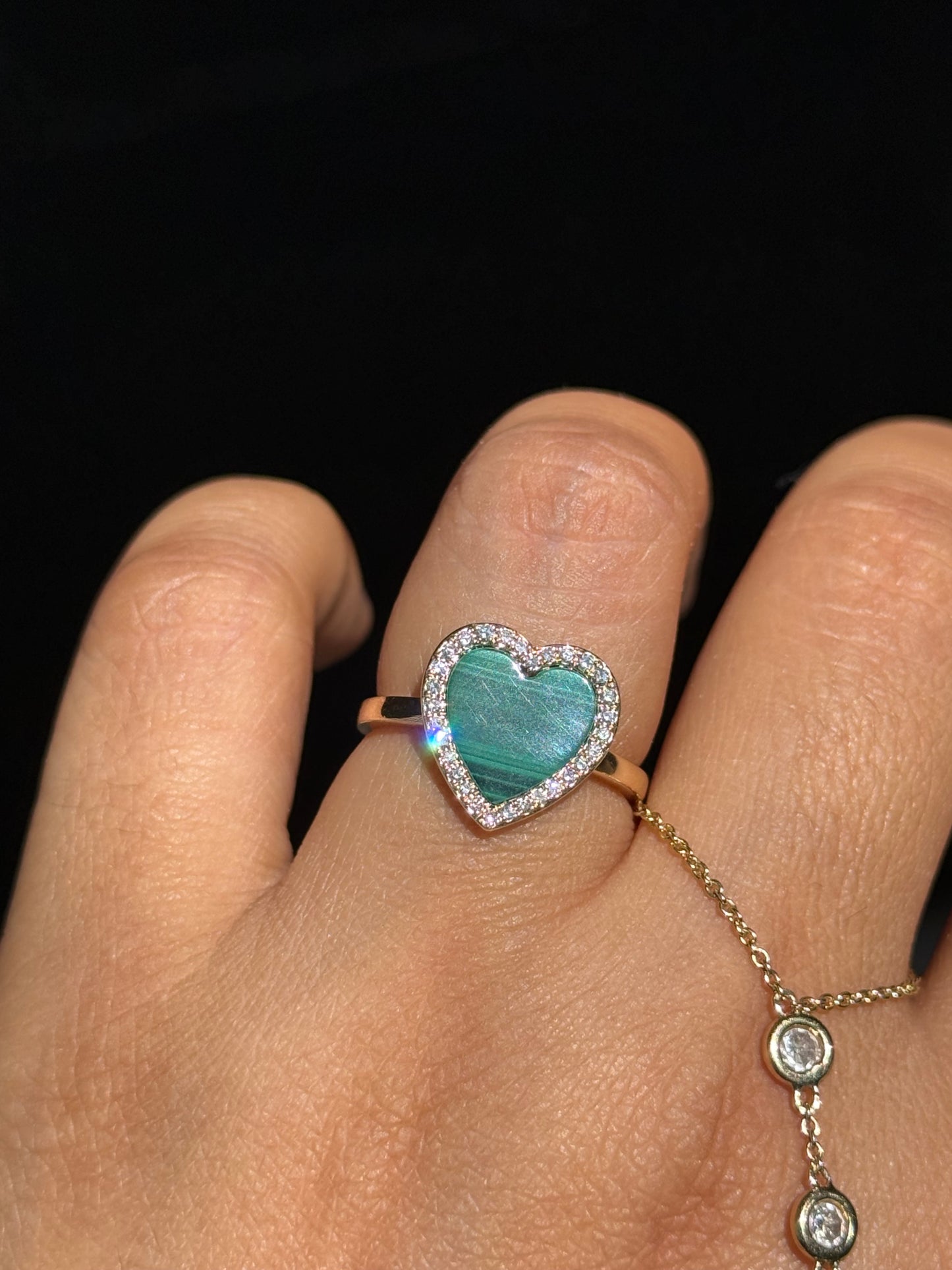 14k Malachite and Diamond Ring By EFFY
