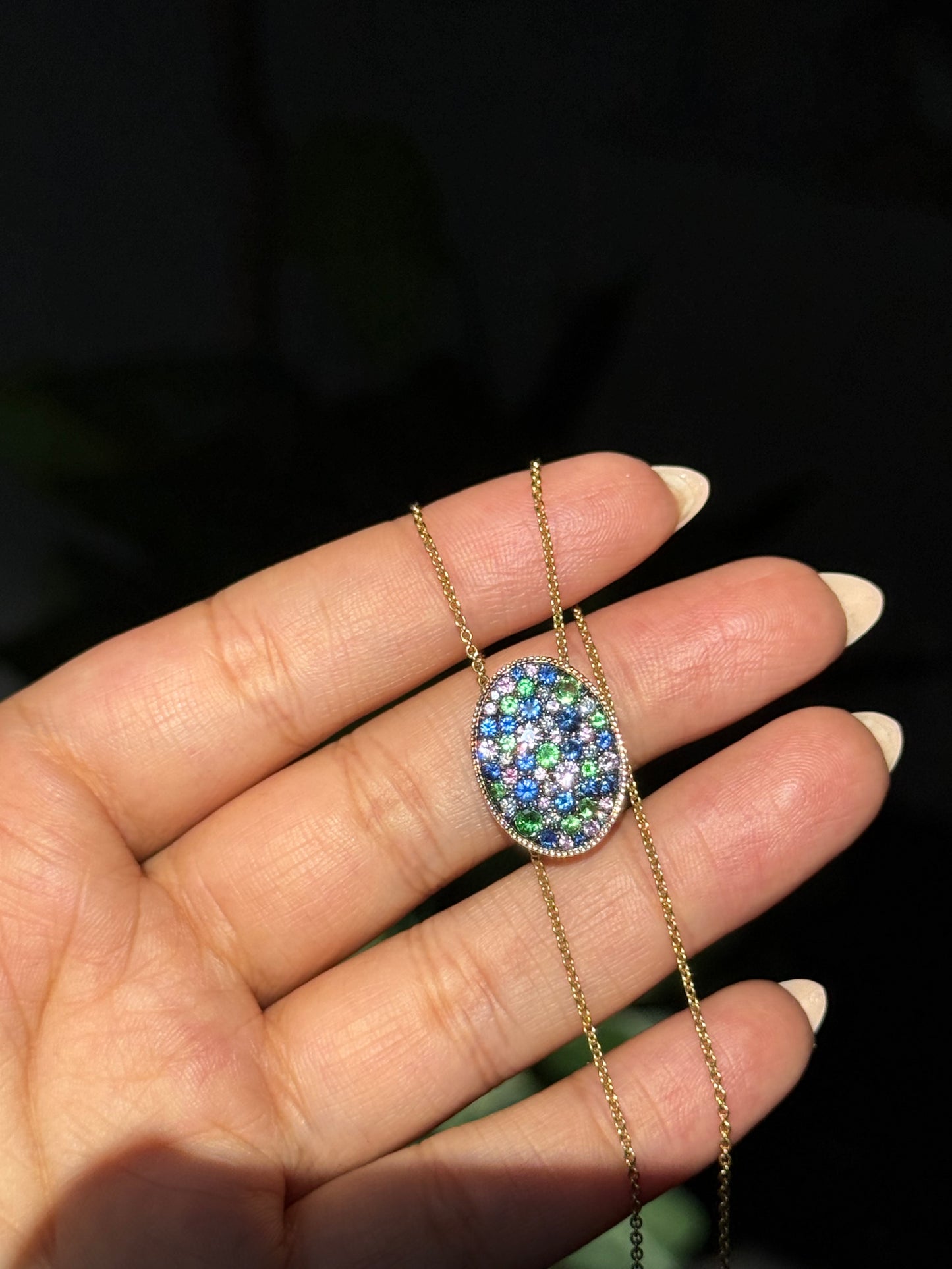 14k 1.36ct Natural multi sapphires and 0.12ct natural diamonds