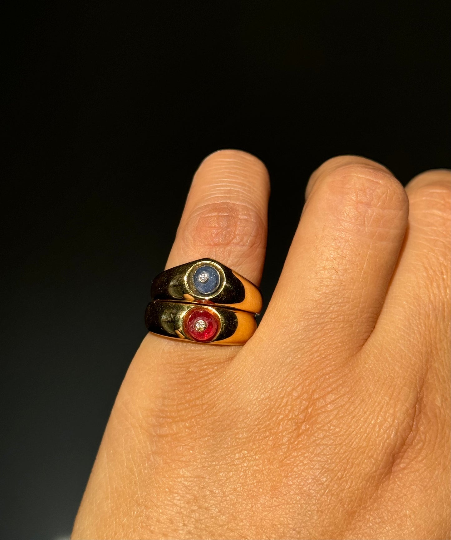 18k cabochon sapphire and diamond ring