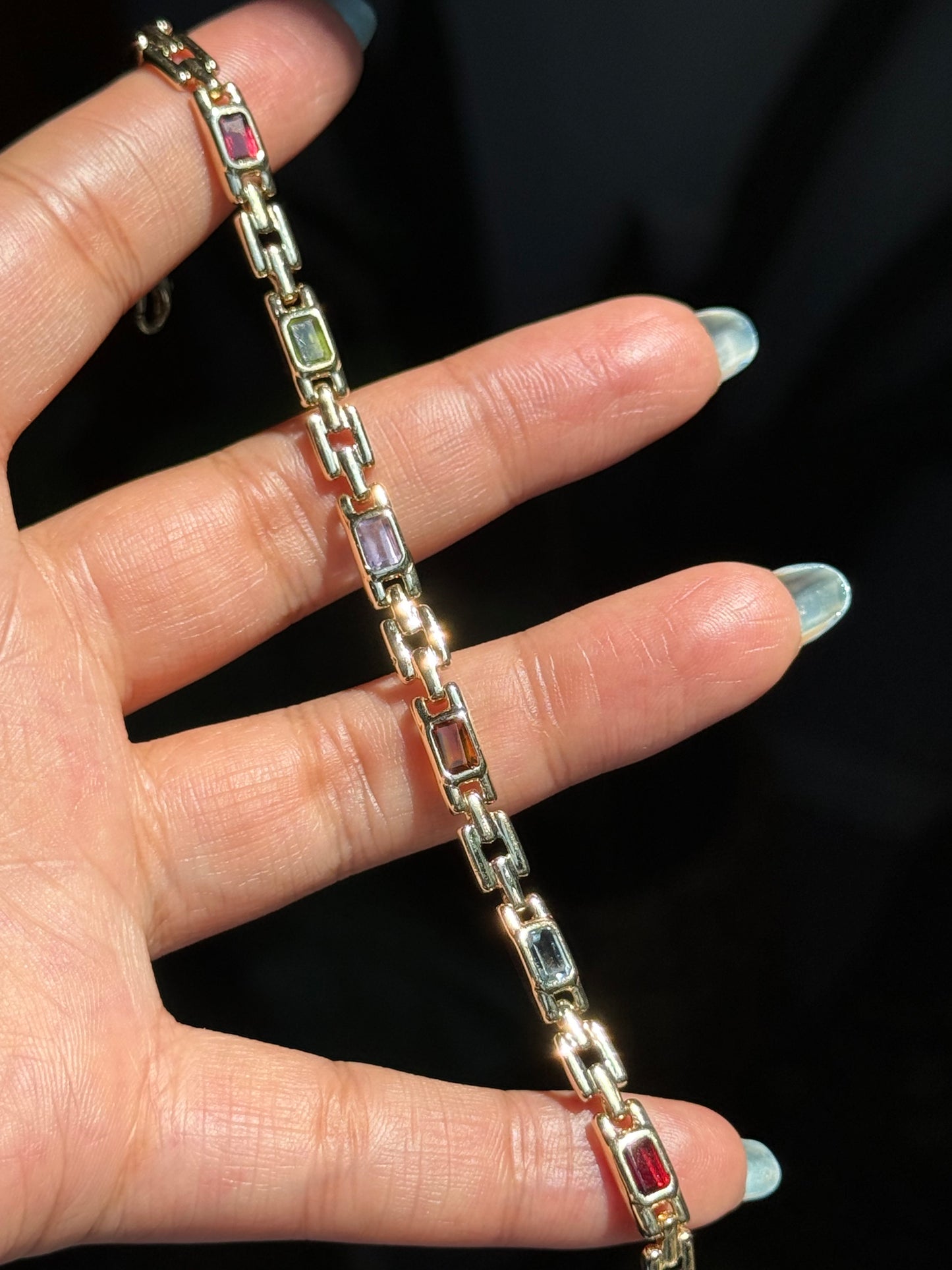 Vintage 14k multi Gemstons panther bracelet