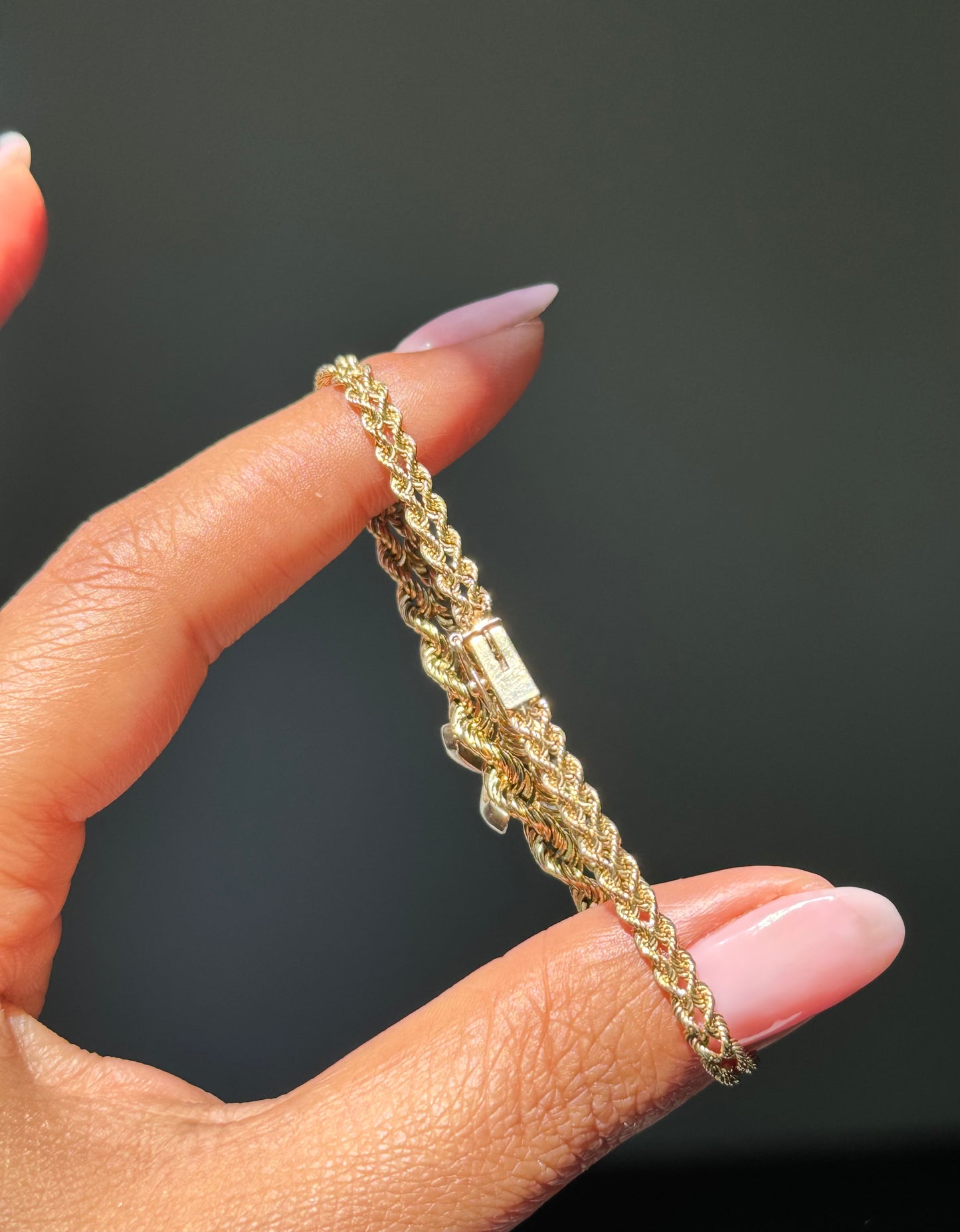 14k graduated double rope bracelet