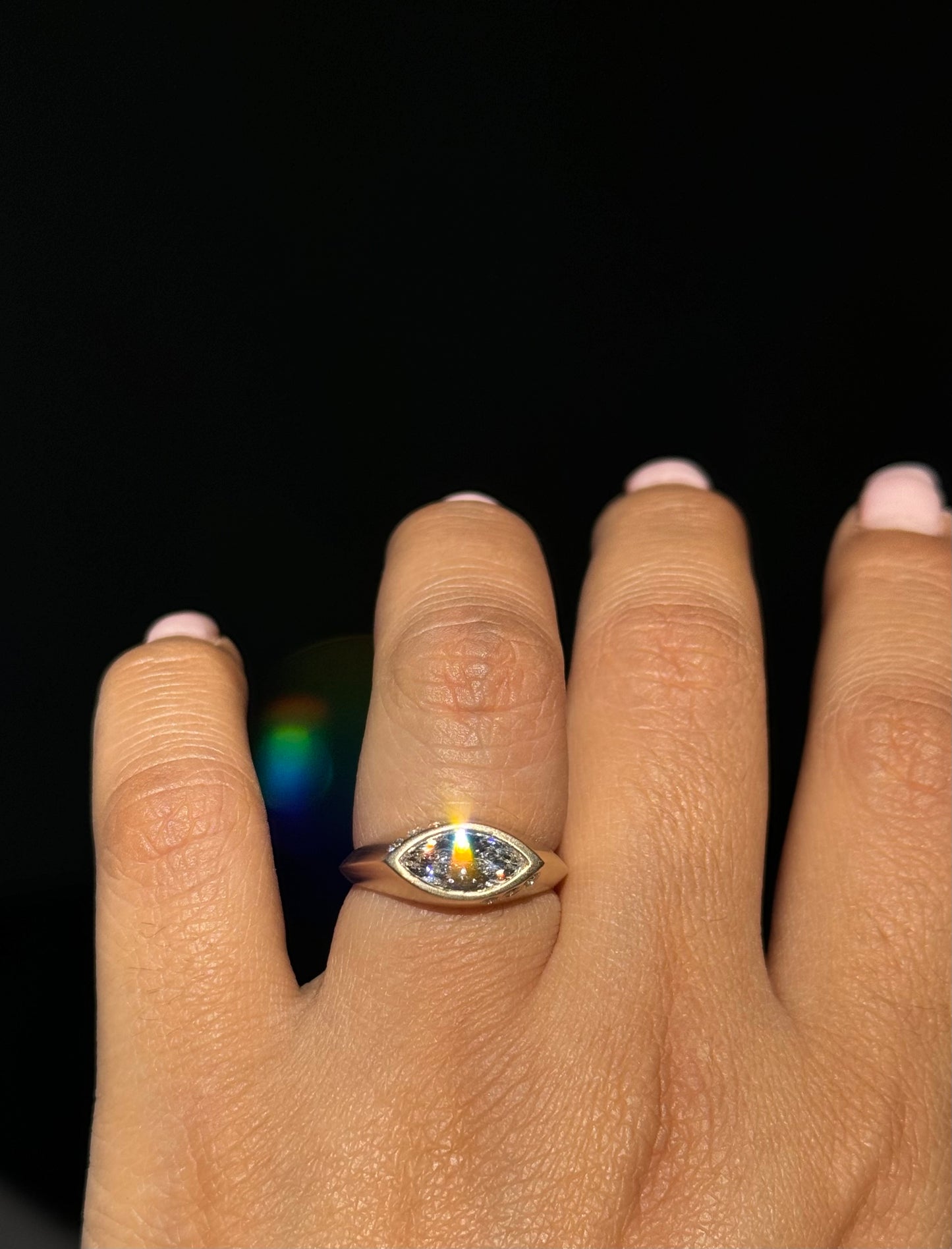 Horus 14k Marquise Diamond Ring