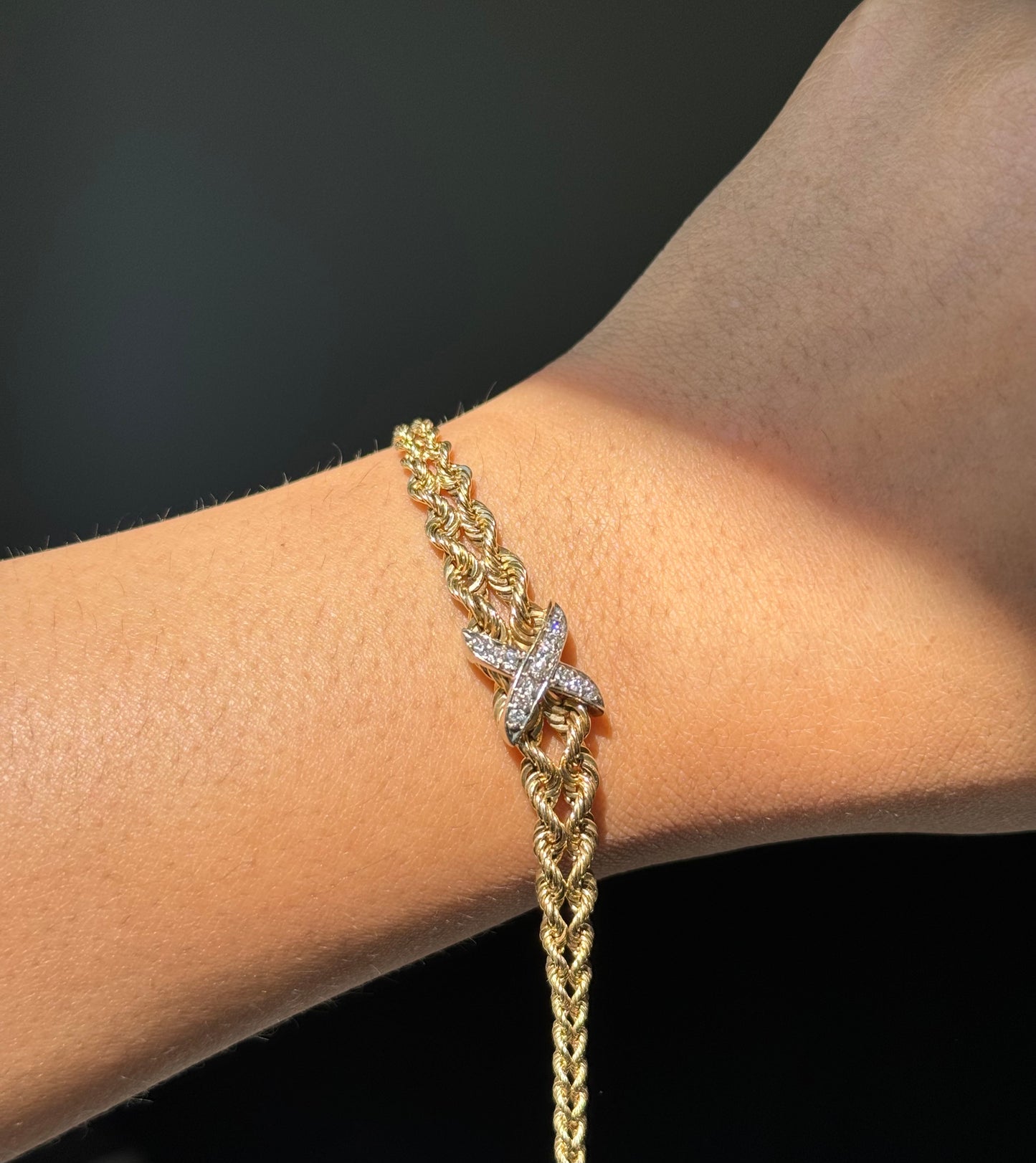14k graduated double rope bracelet