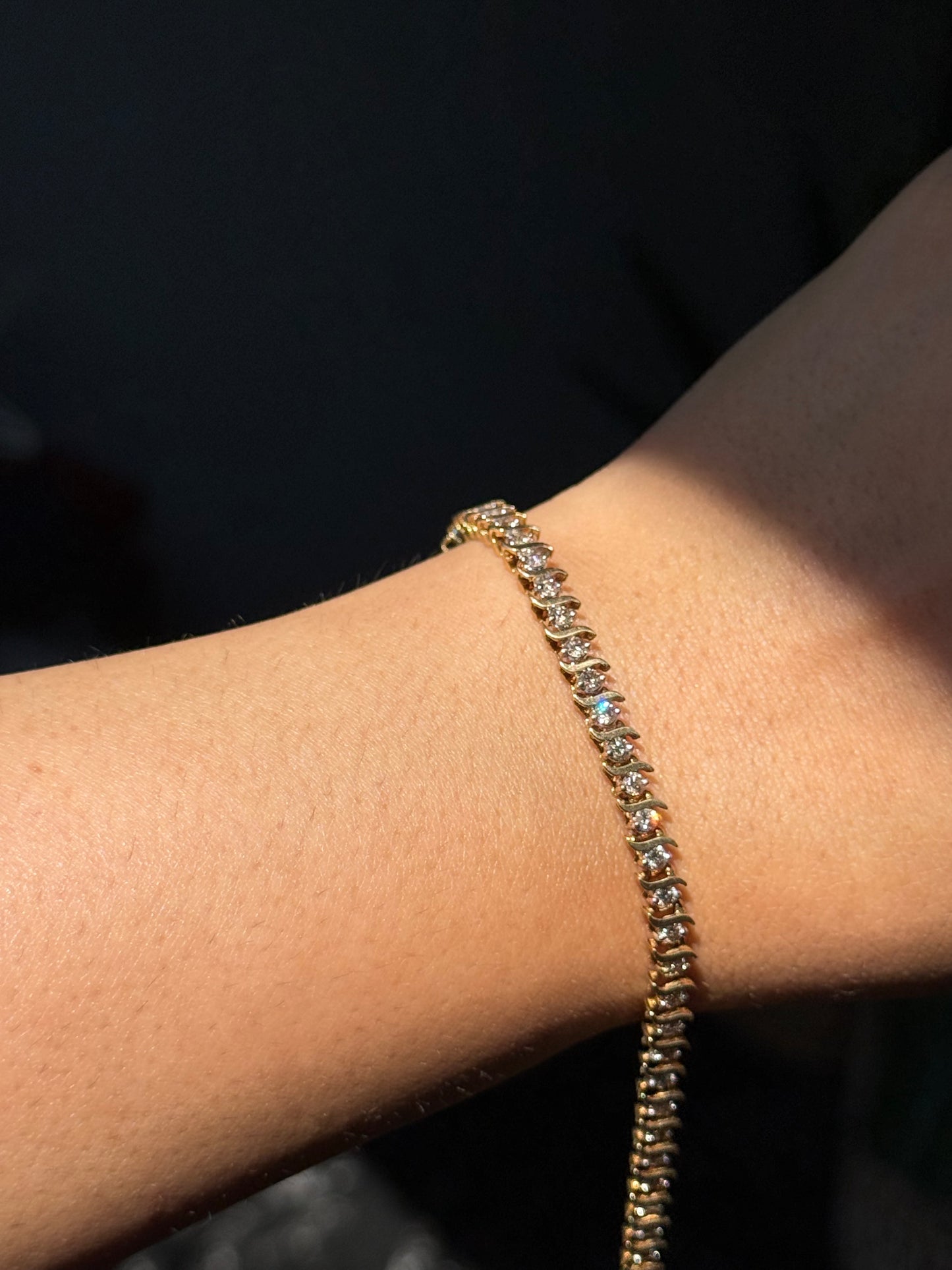 14k Wavy S link tennis bracelet