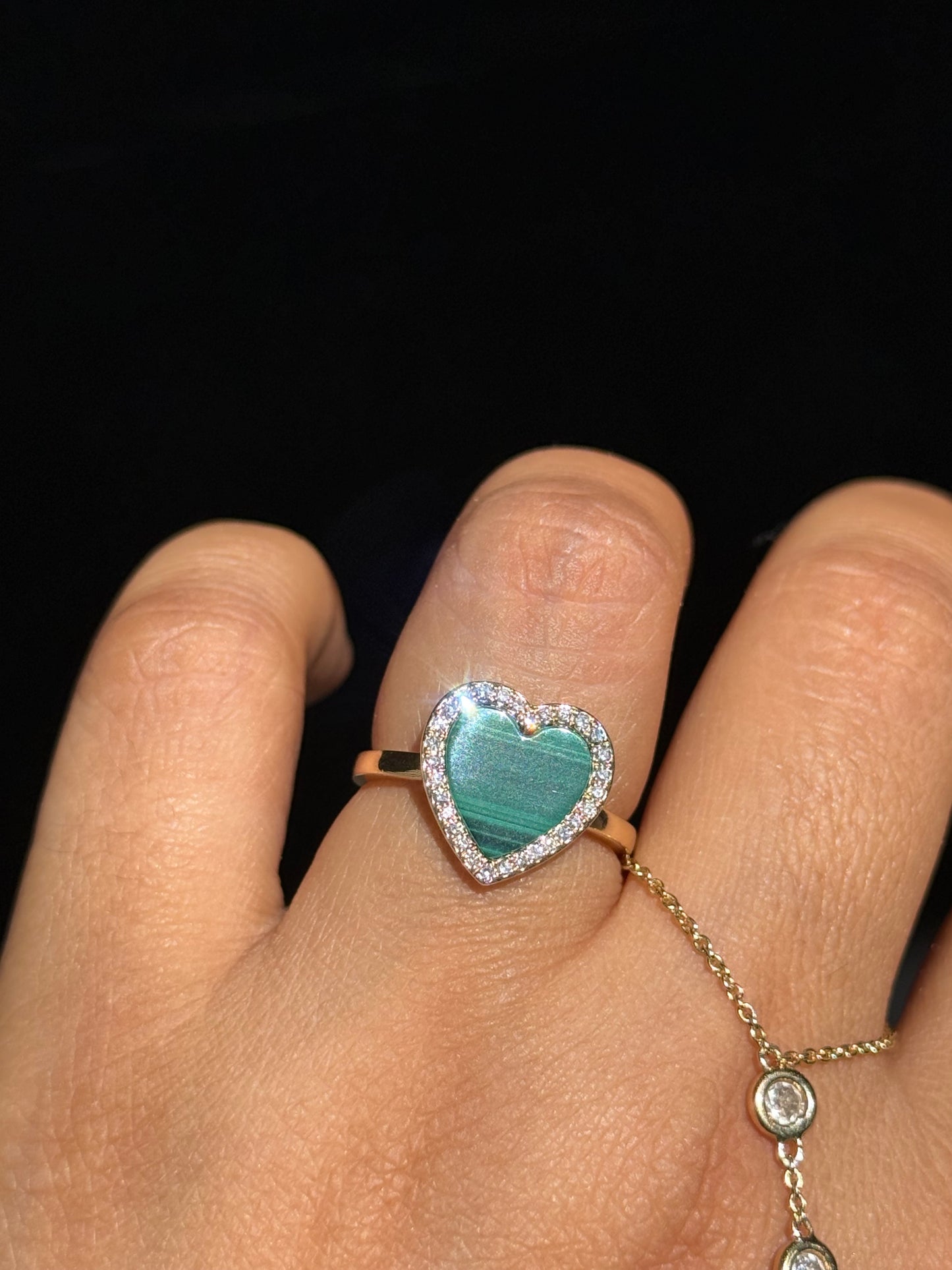 14k Malachite and Diamond Ring By EFFY