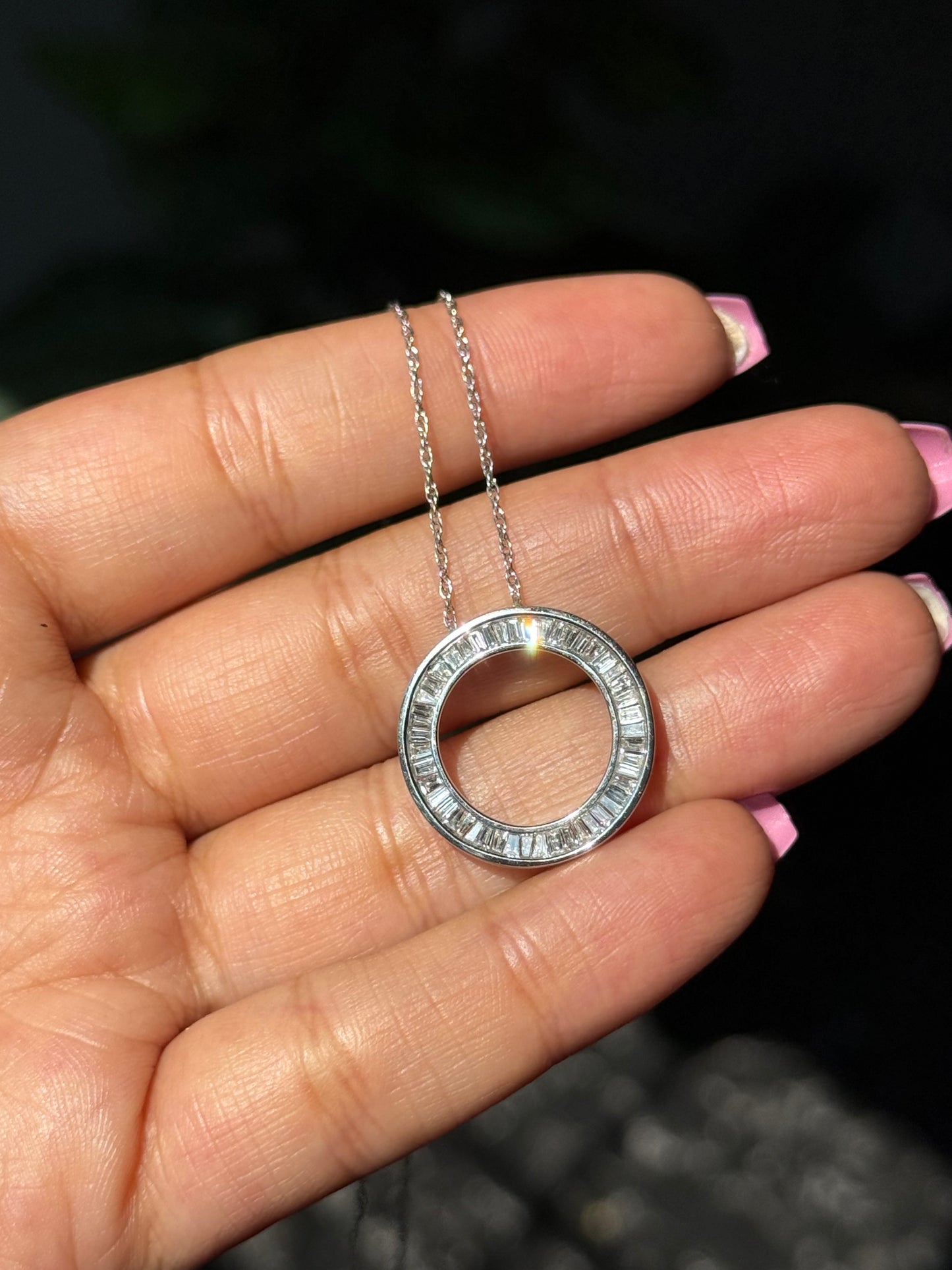 14k white gold Circle of life Diamond Necklace,