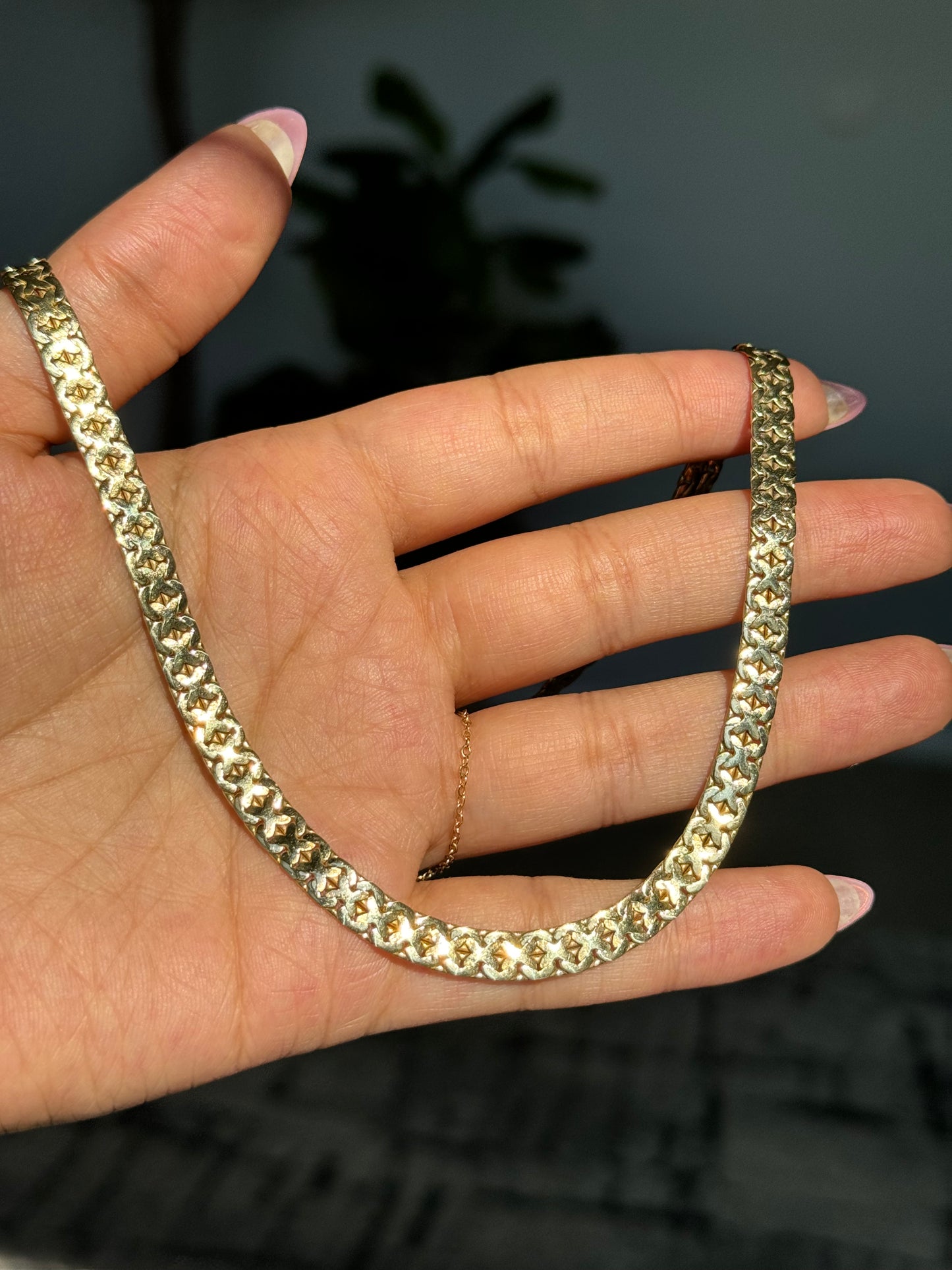 14k Solid double flat biker chain