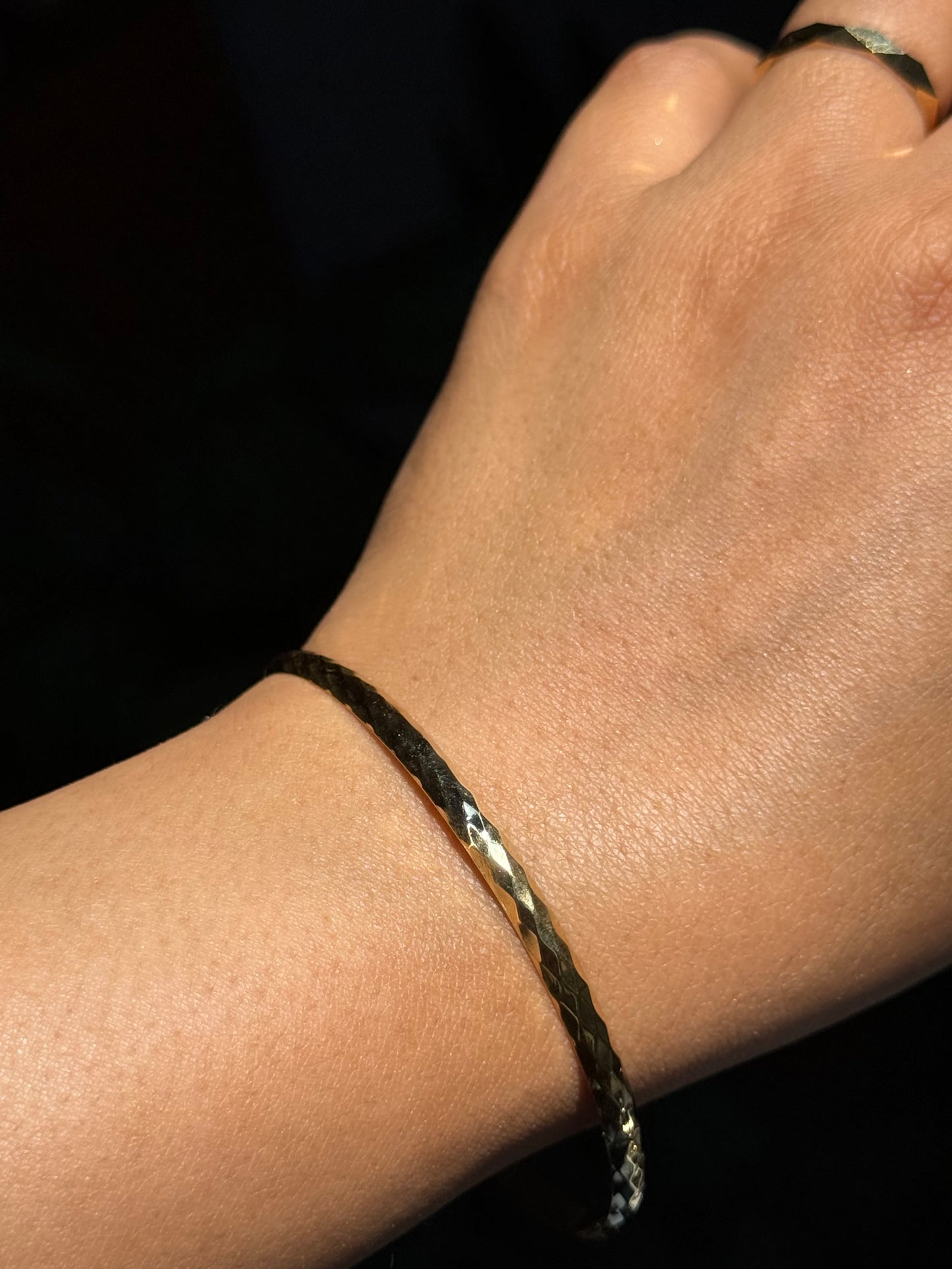 18k buttery Faceted Bangle