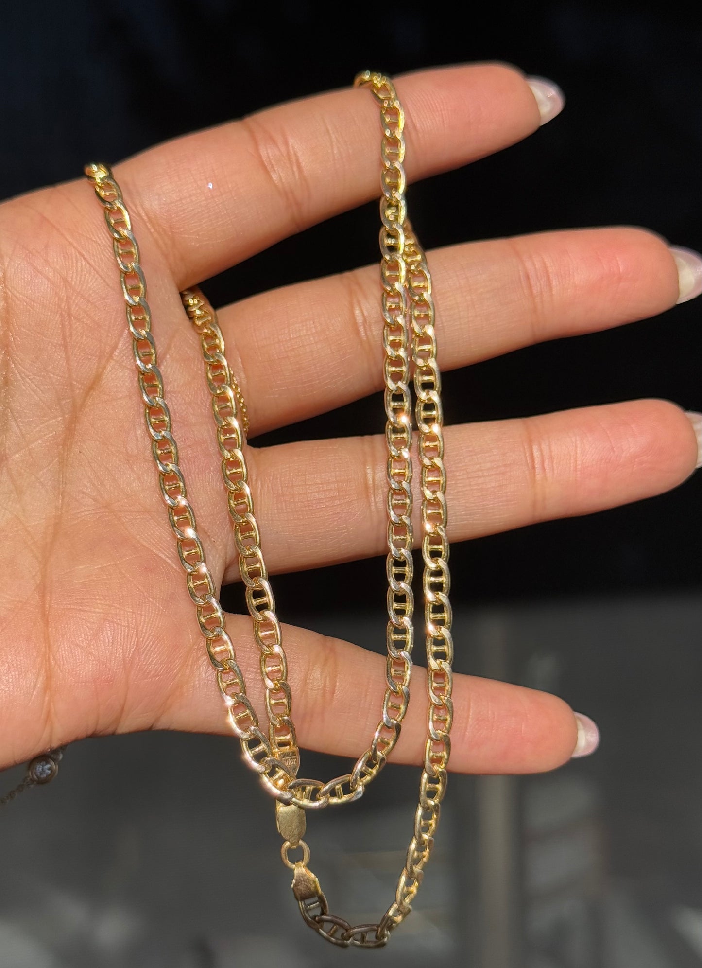 14k Italian Flat Mariner chain