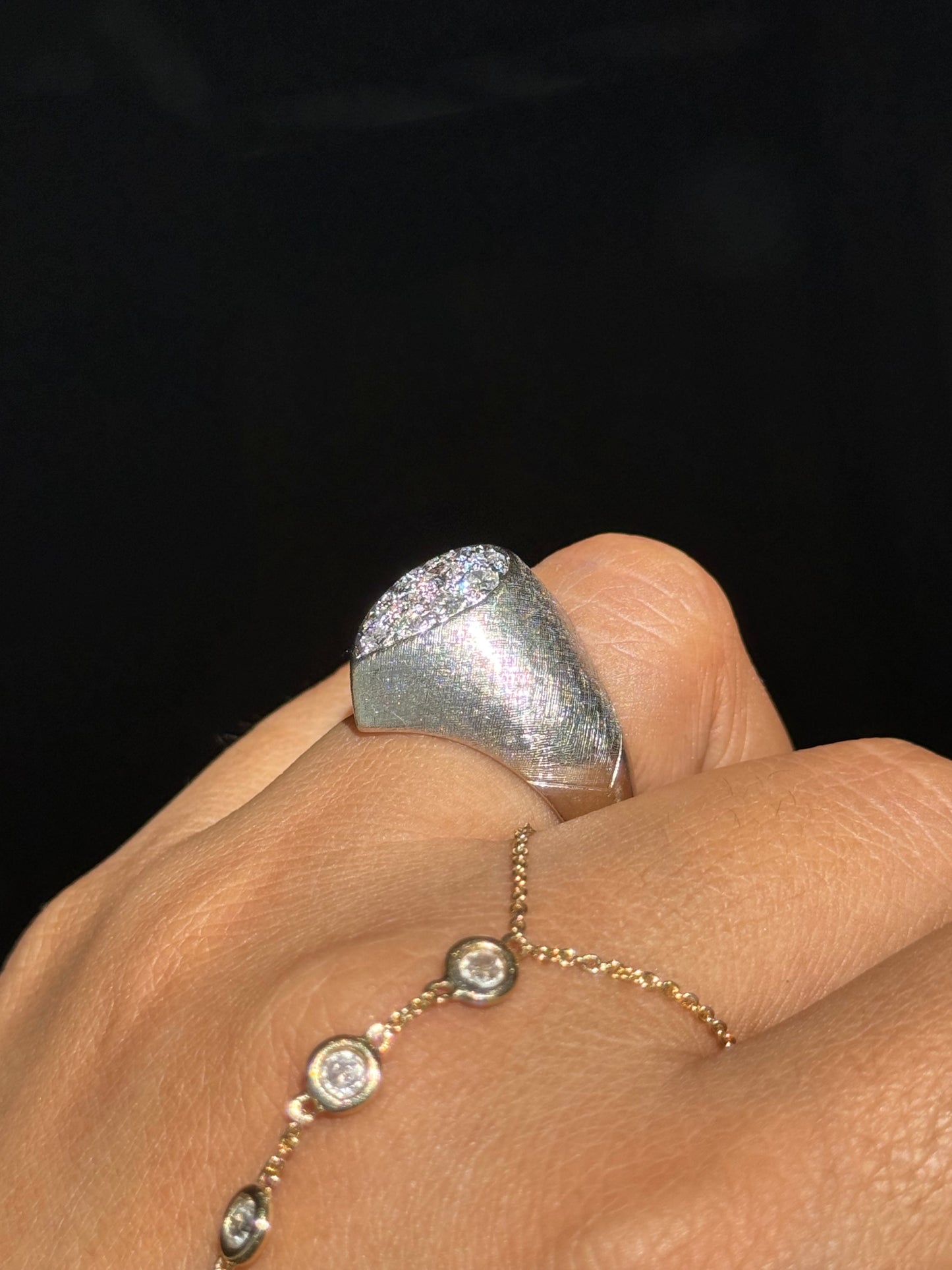 Vintage 14k white gold diamond ring