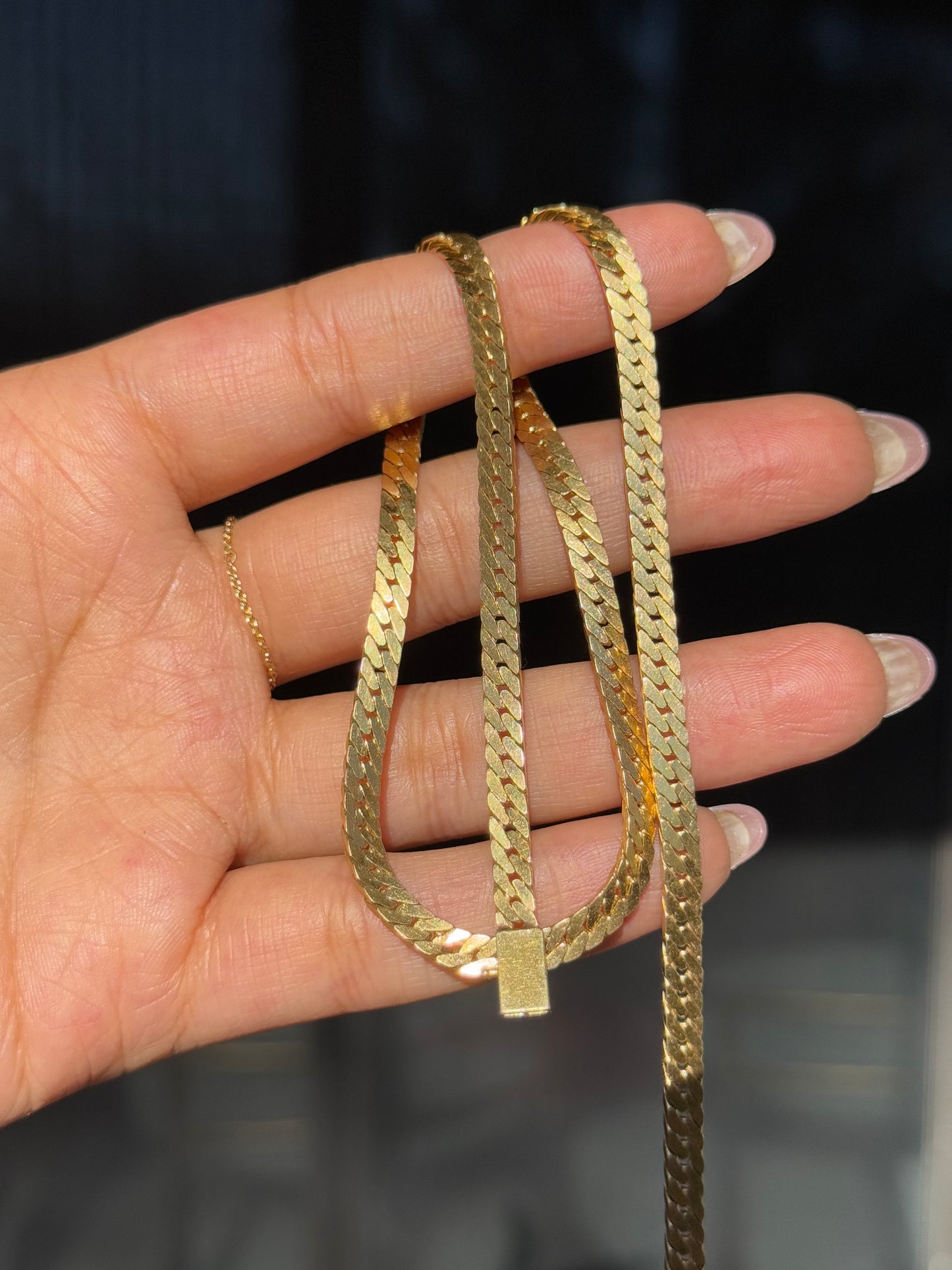 14k Solid wide tight curb chain