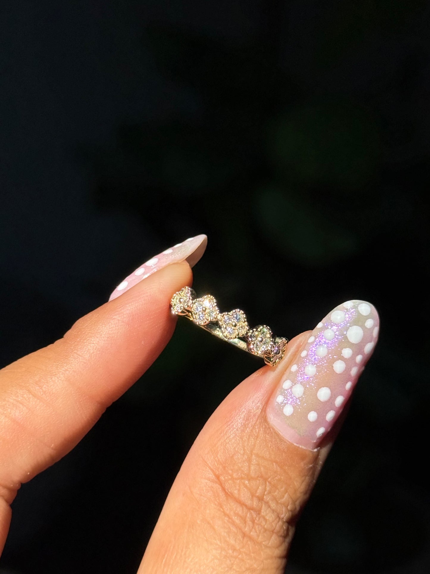 14k diamond clover half eternity band