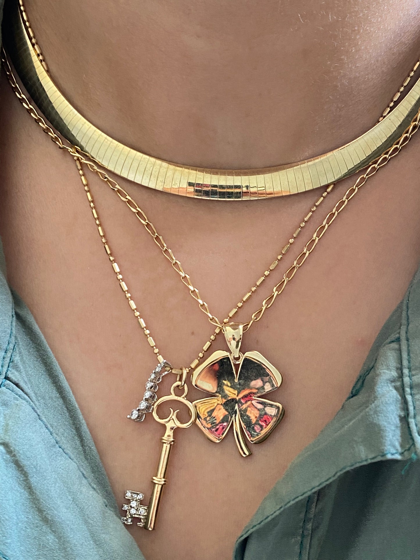 14k lucky clover charm