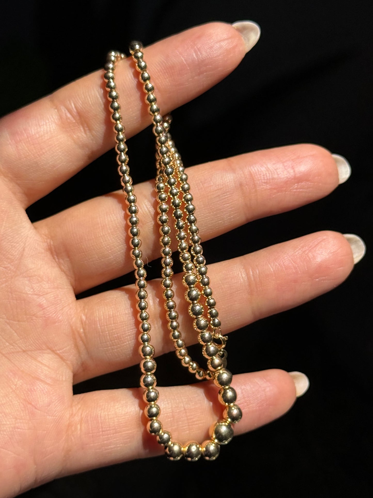 Vintage 14k graduated Golden beads Ball necklace