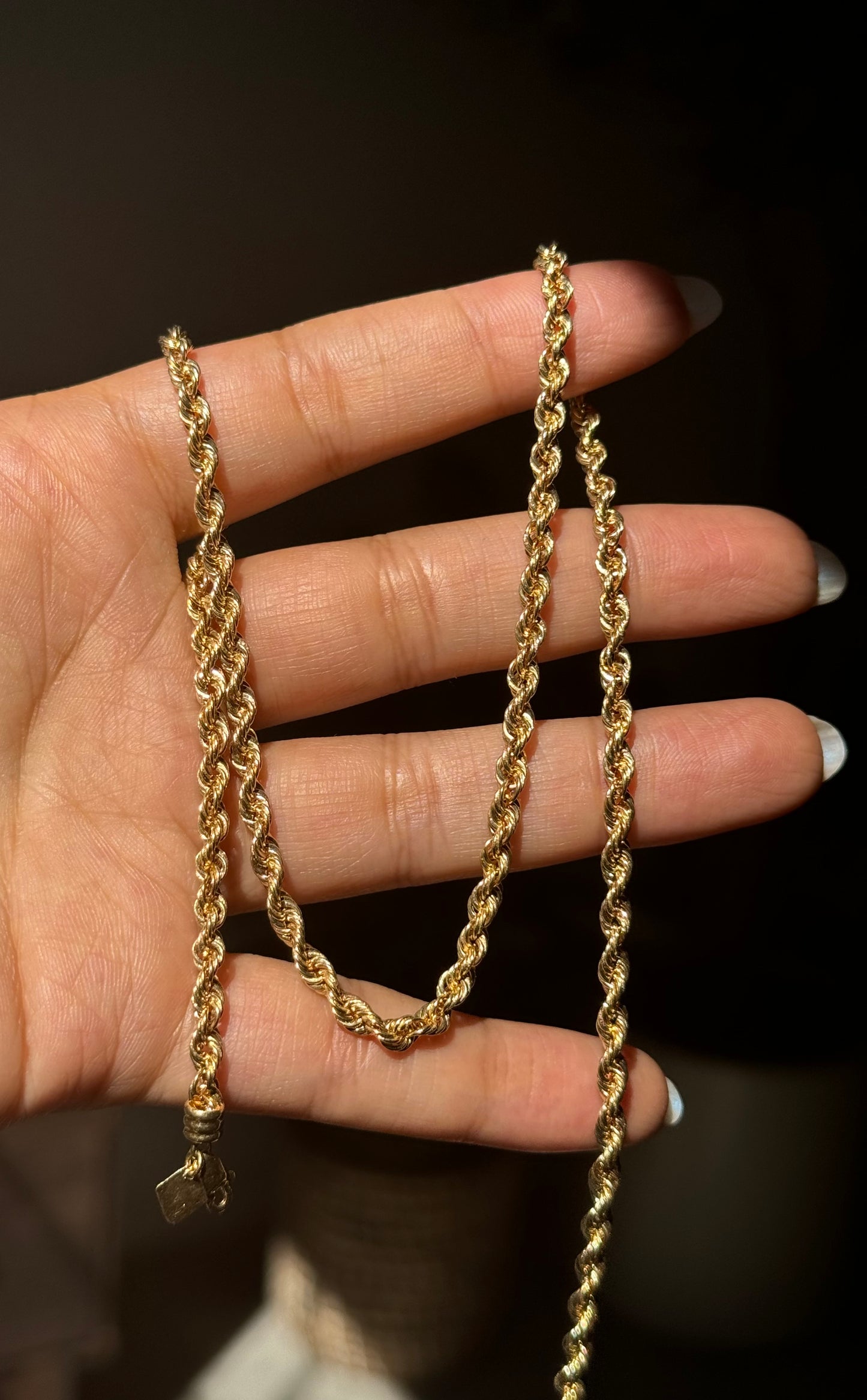 18k Classic Diamond cut Rope chain