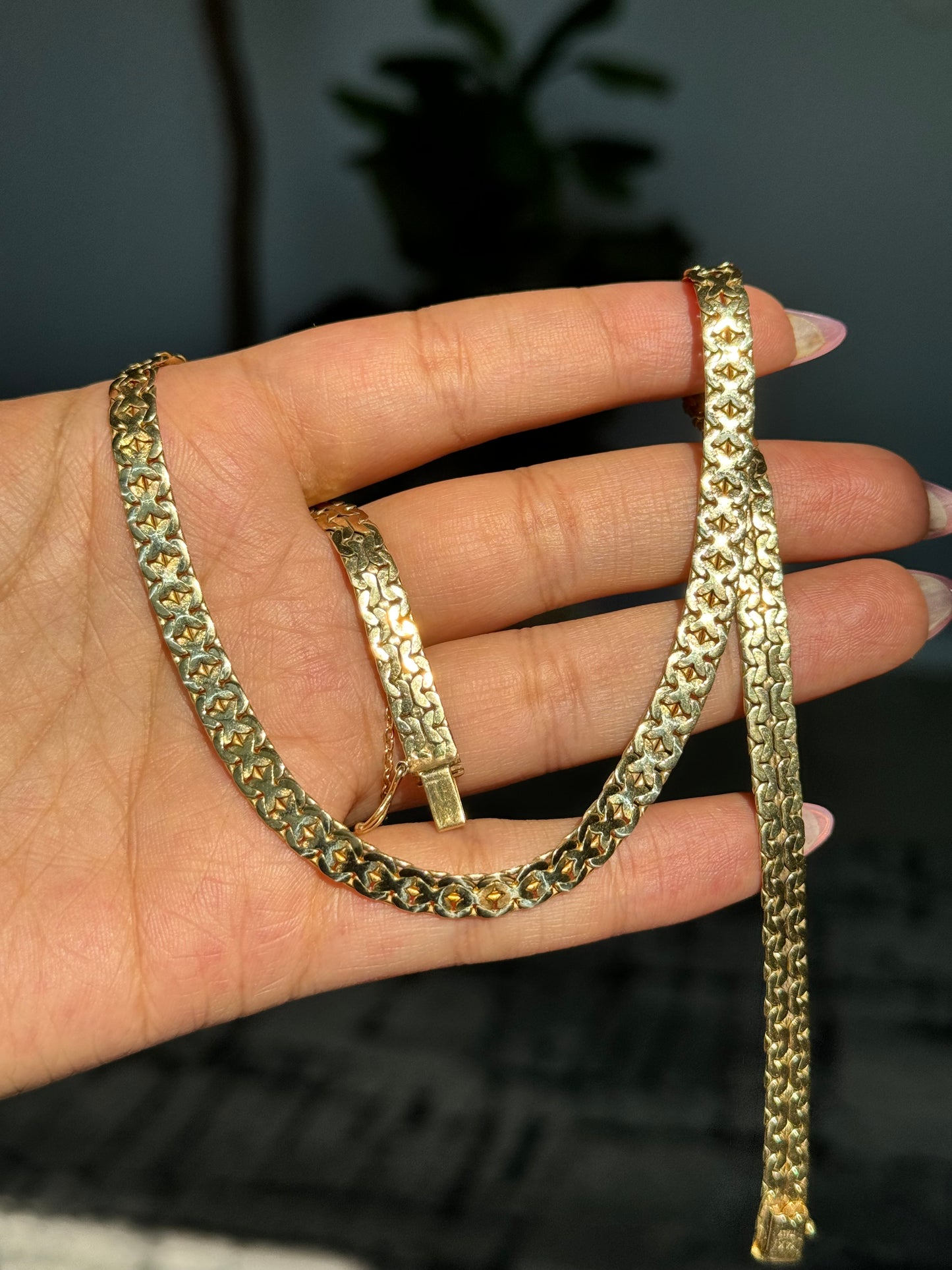 14k Solid double flat biker chain