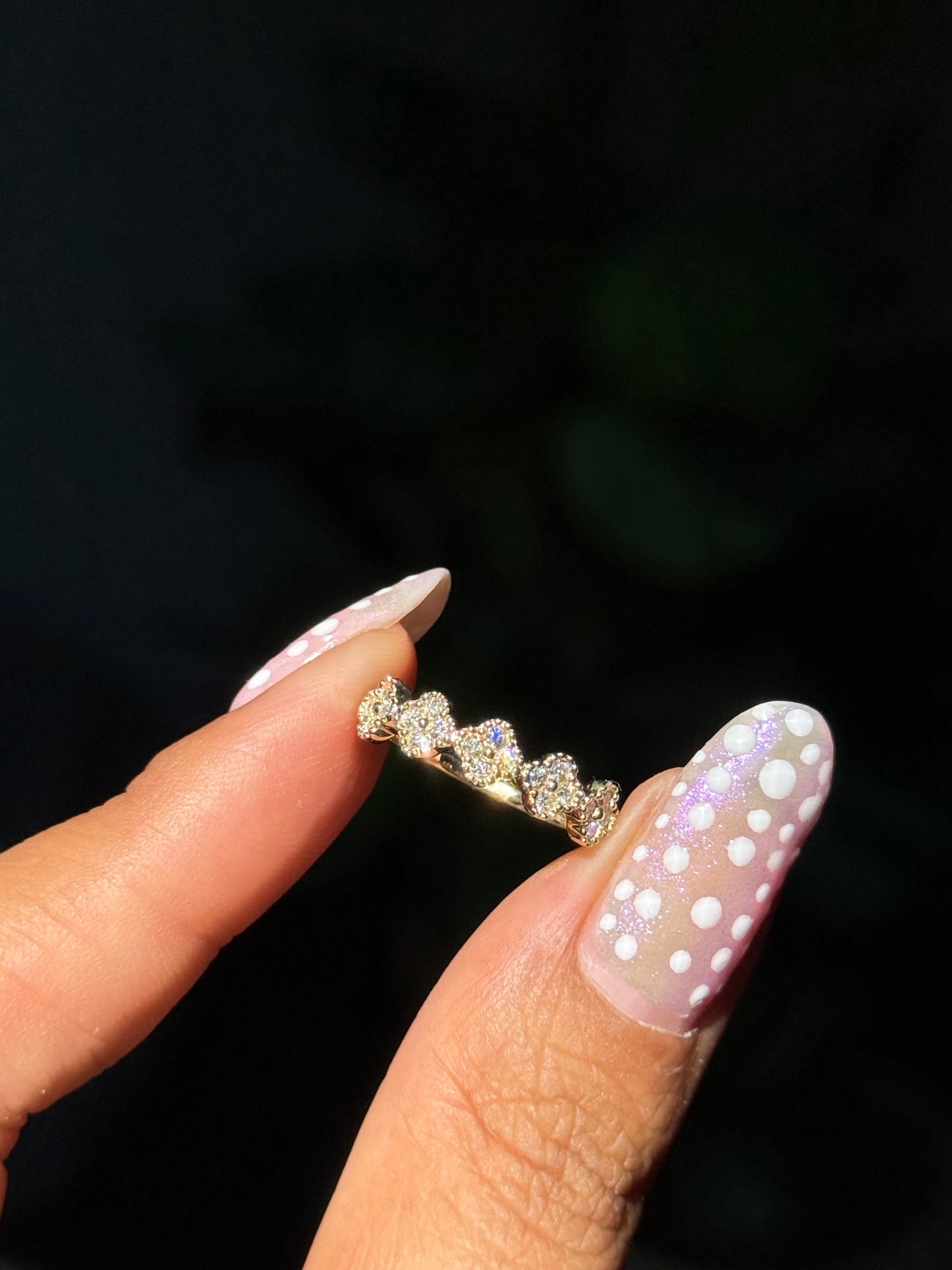 14k diamond clover half eternity band