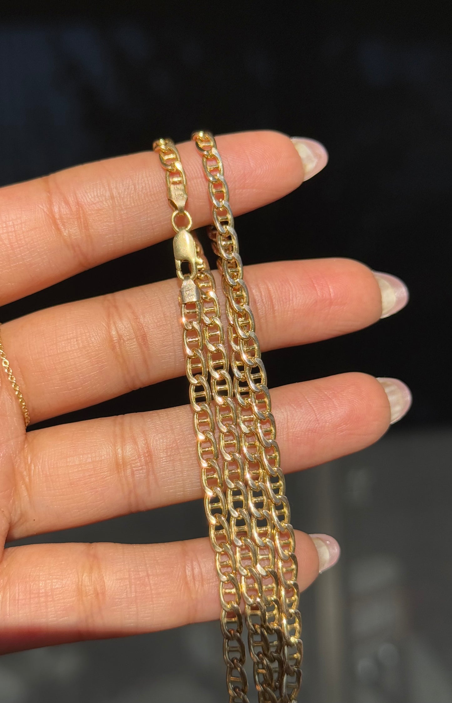 14k Italian Flat Mariner chain