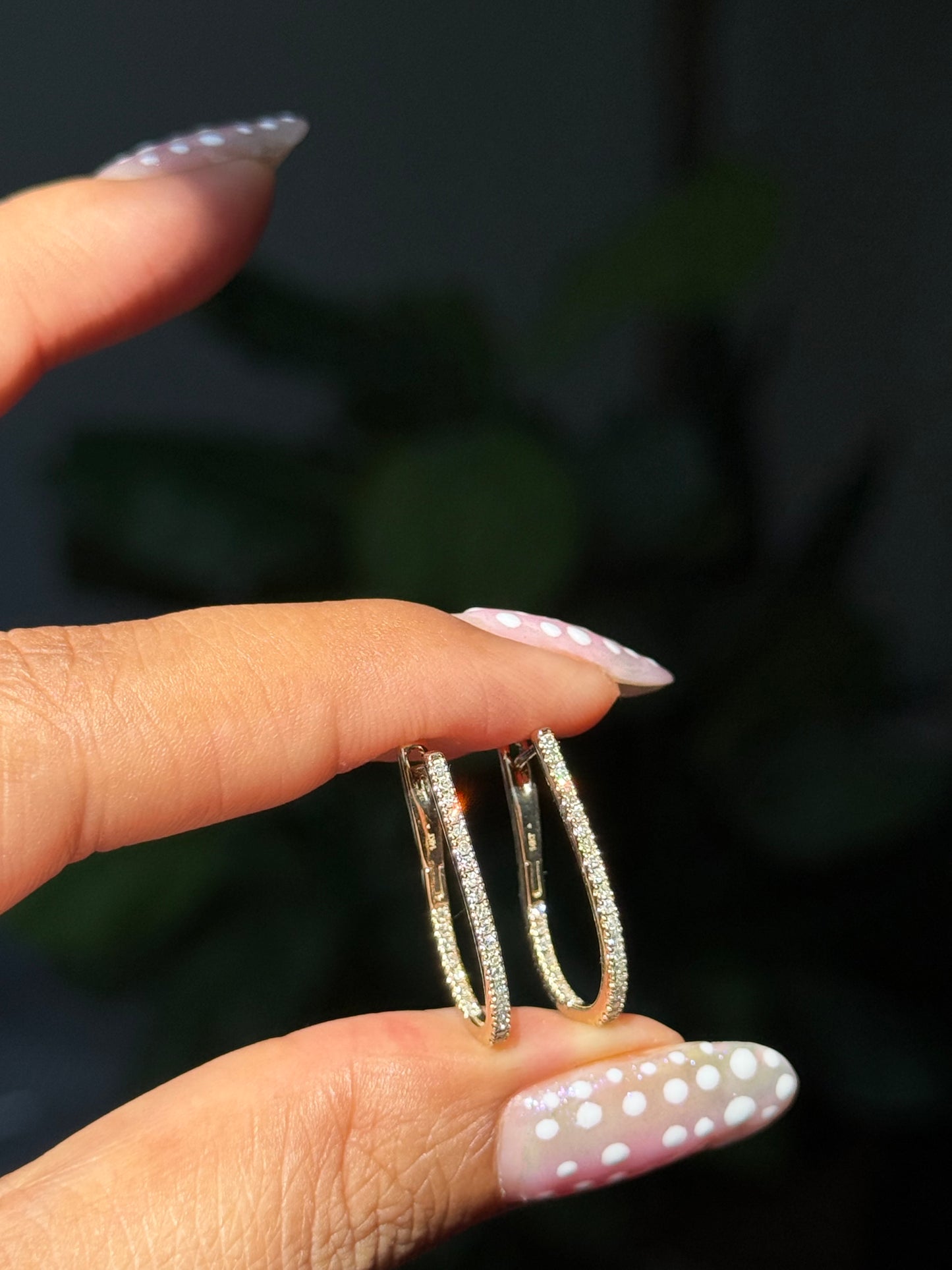 14k inside out diamond hoop earrings